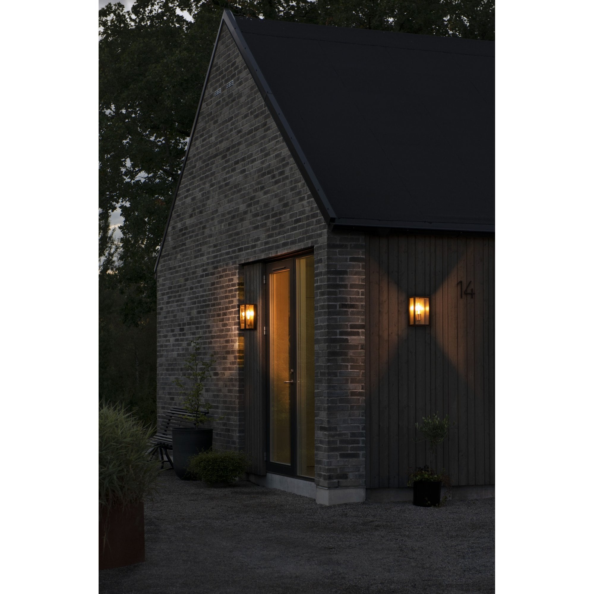 Konstsmide Carpi Medium Half Lantern - Matt Black & Brass