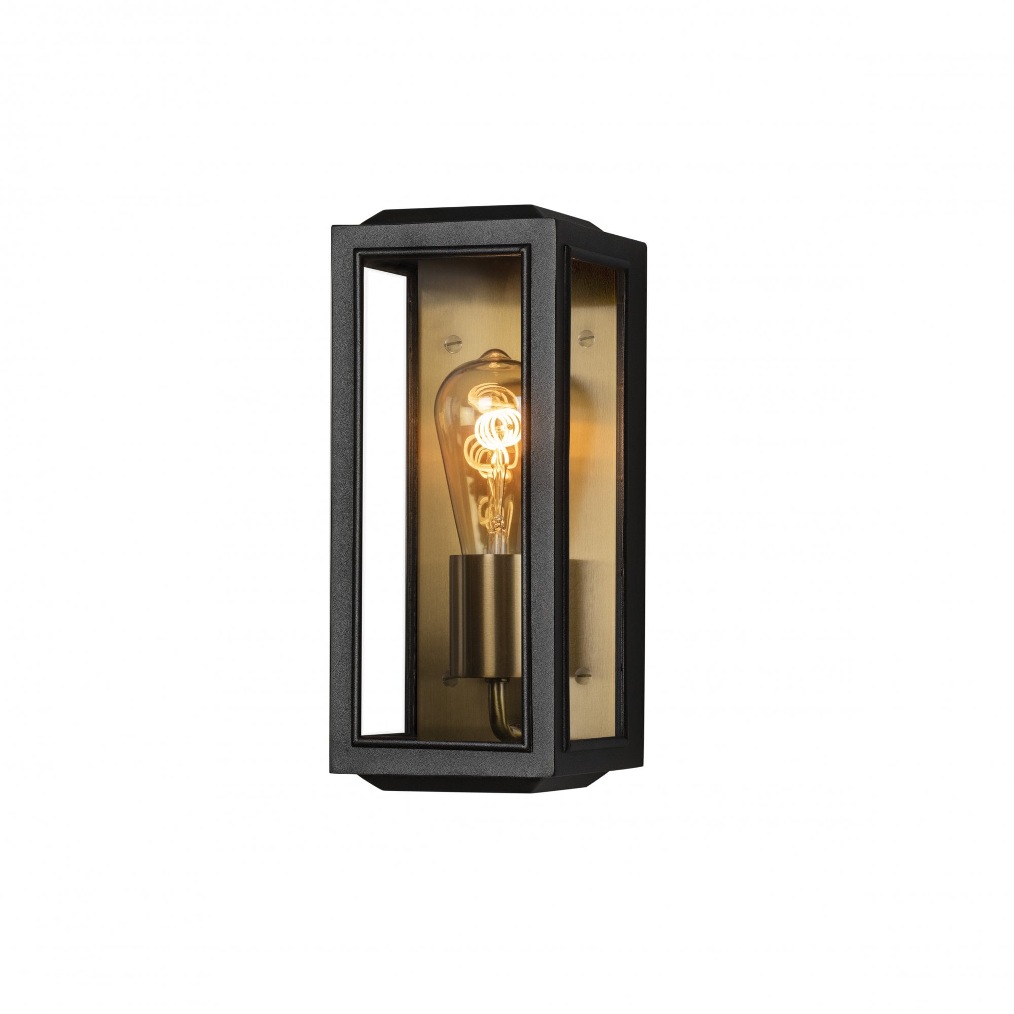Konstsmide Carpi Small Half Lantern - Matt Black & Brass