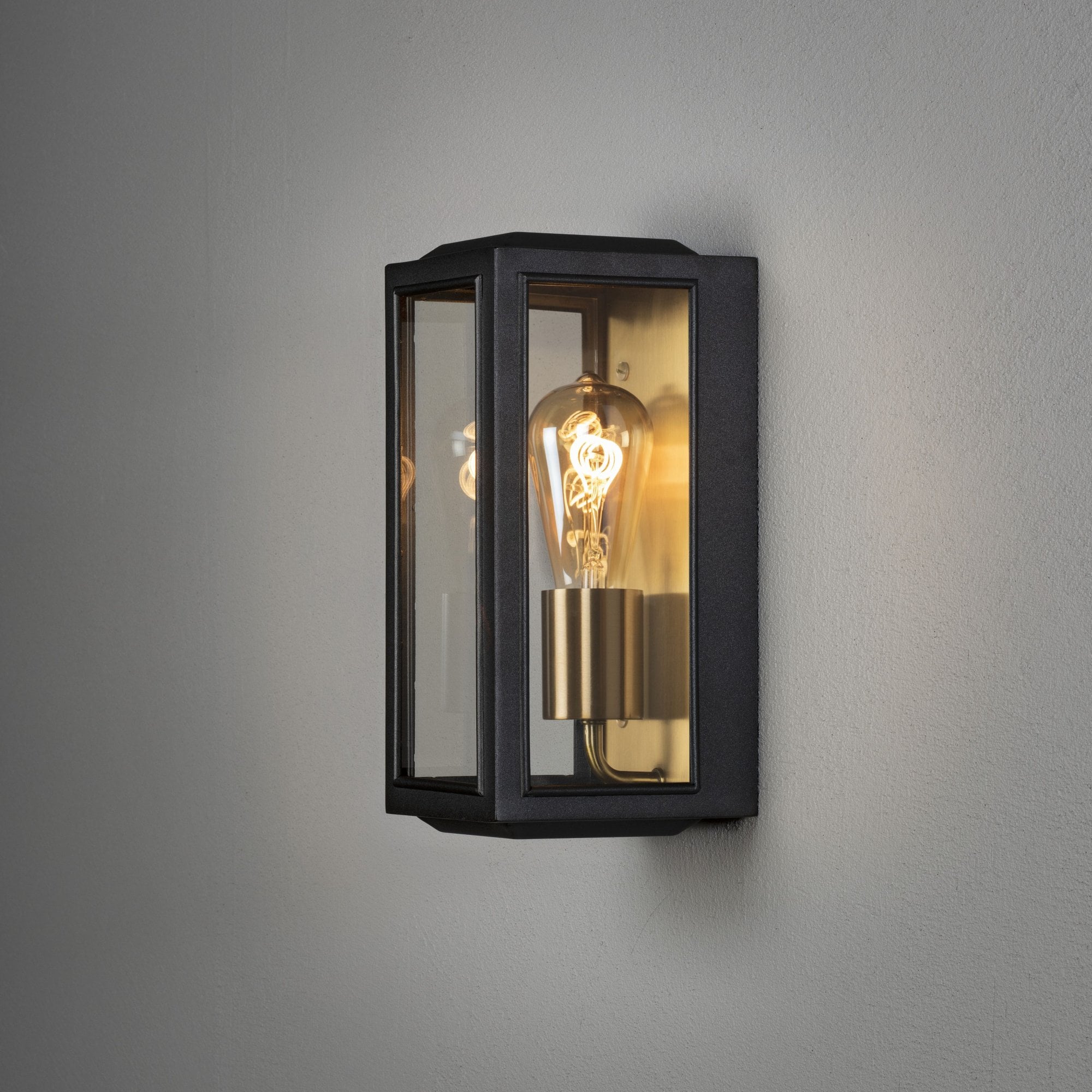Konstsmide Carpi Small Half Lantern - Matt Black & Brass