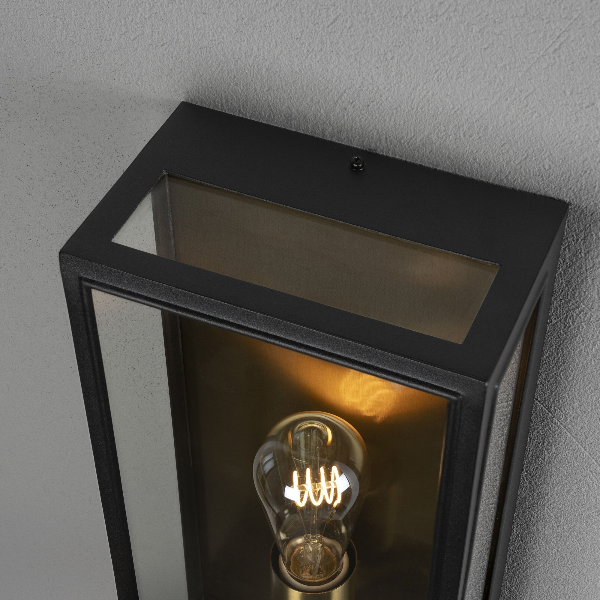 Konstsmide Carpi Large Half Lantern - Matt Black & Brass