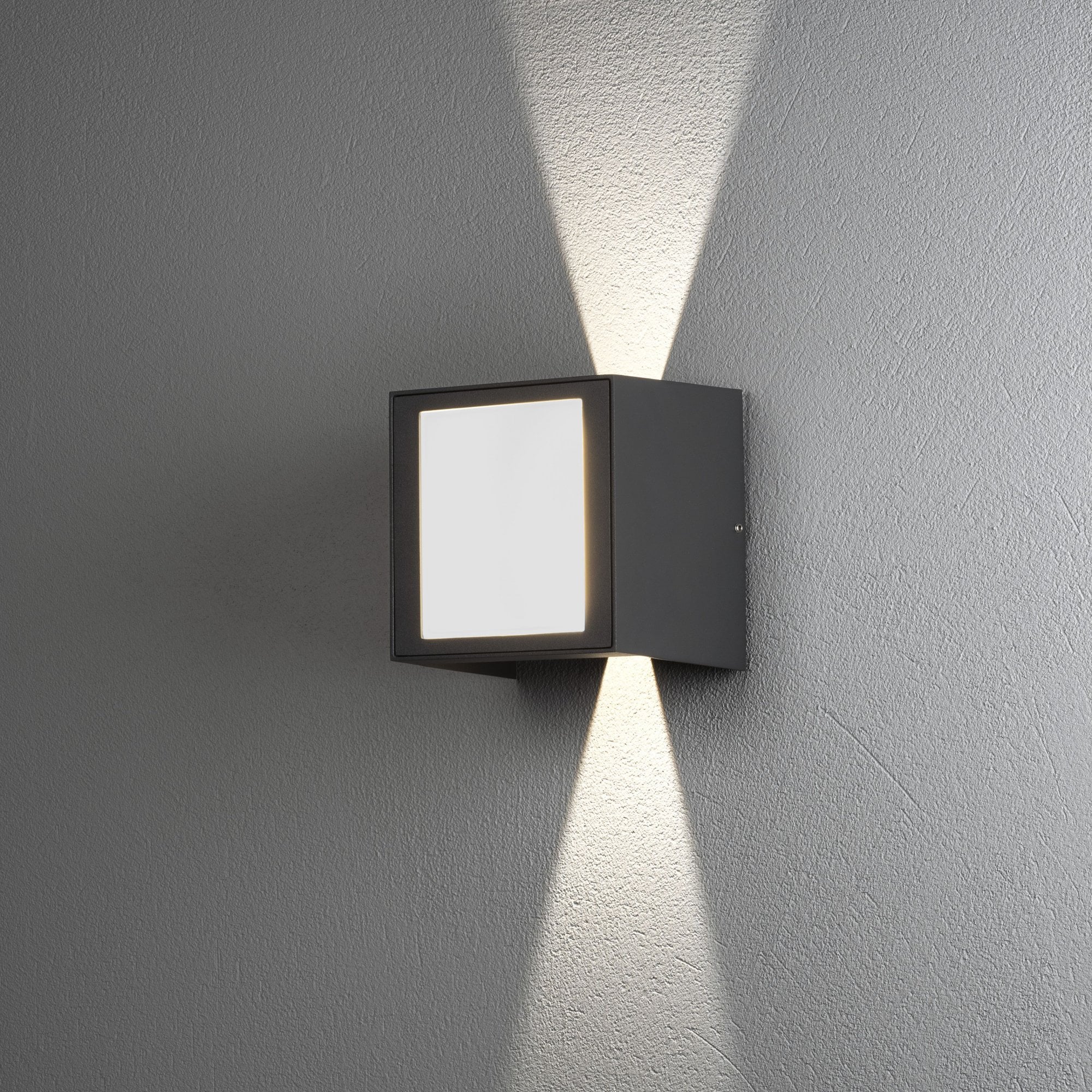 Konstsmide Cremona Square Opal LED Up/Down Wall Light - Anthracite