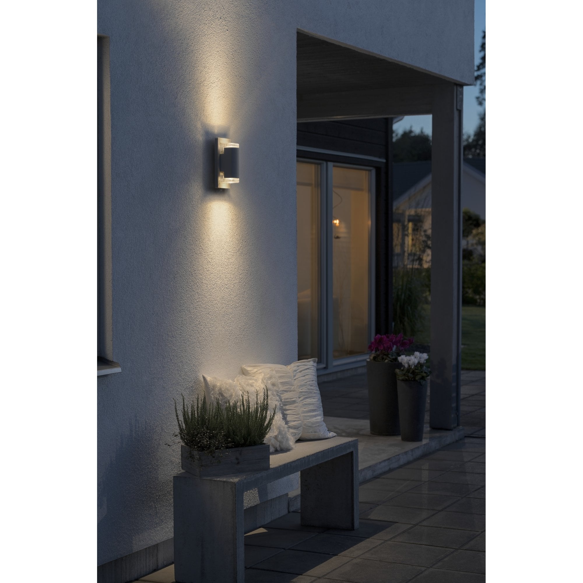 Konstsmide Potenza Up/Down Backplate Wall Light - Anthracite