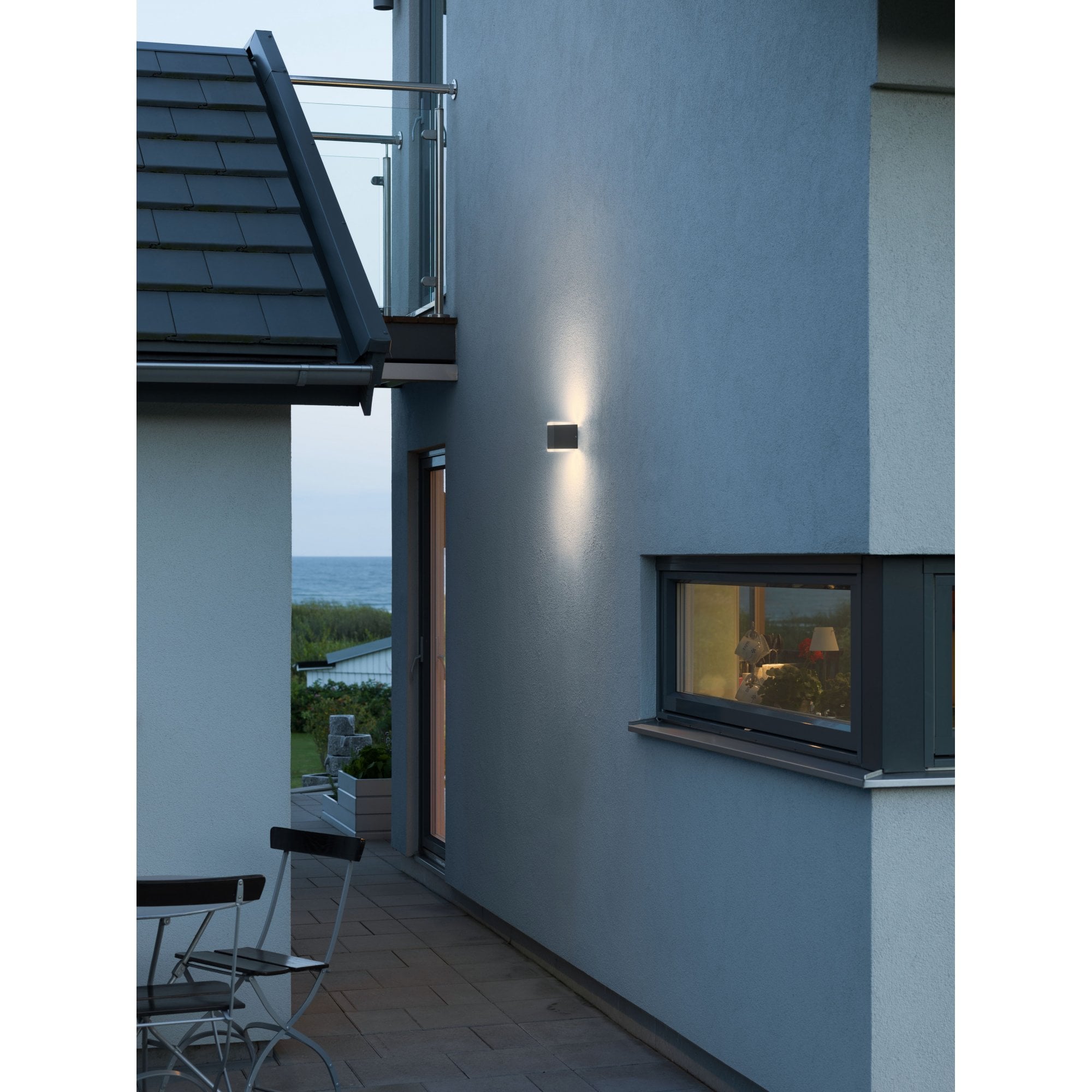 Konstsmide Monza Wide LED Up/Down Wall Light - Anthracite