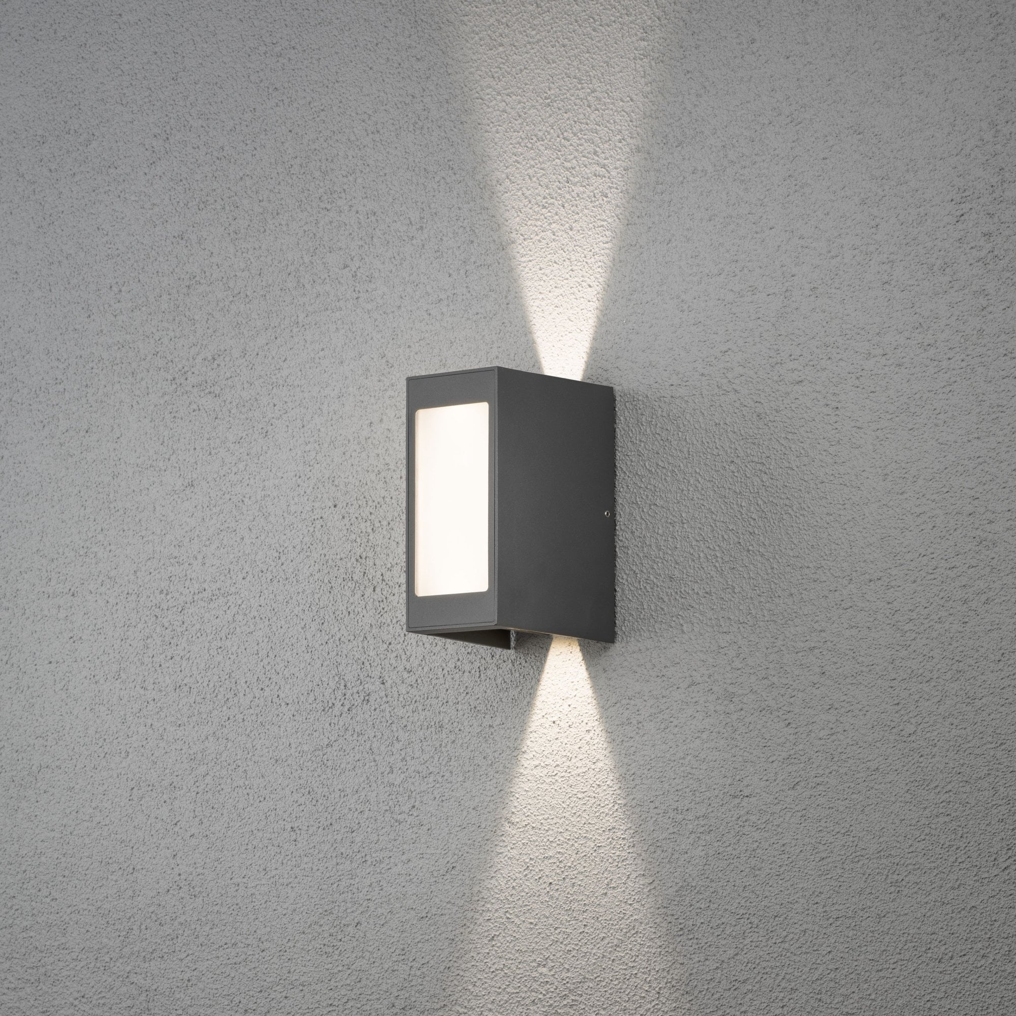 Konstsmide Cremona Rectangular Opal LED Up/Down Wall Light - Anthracite
