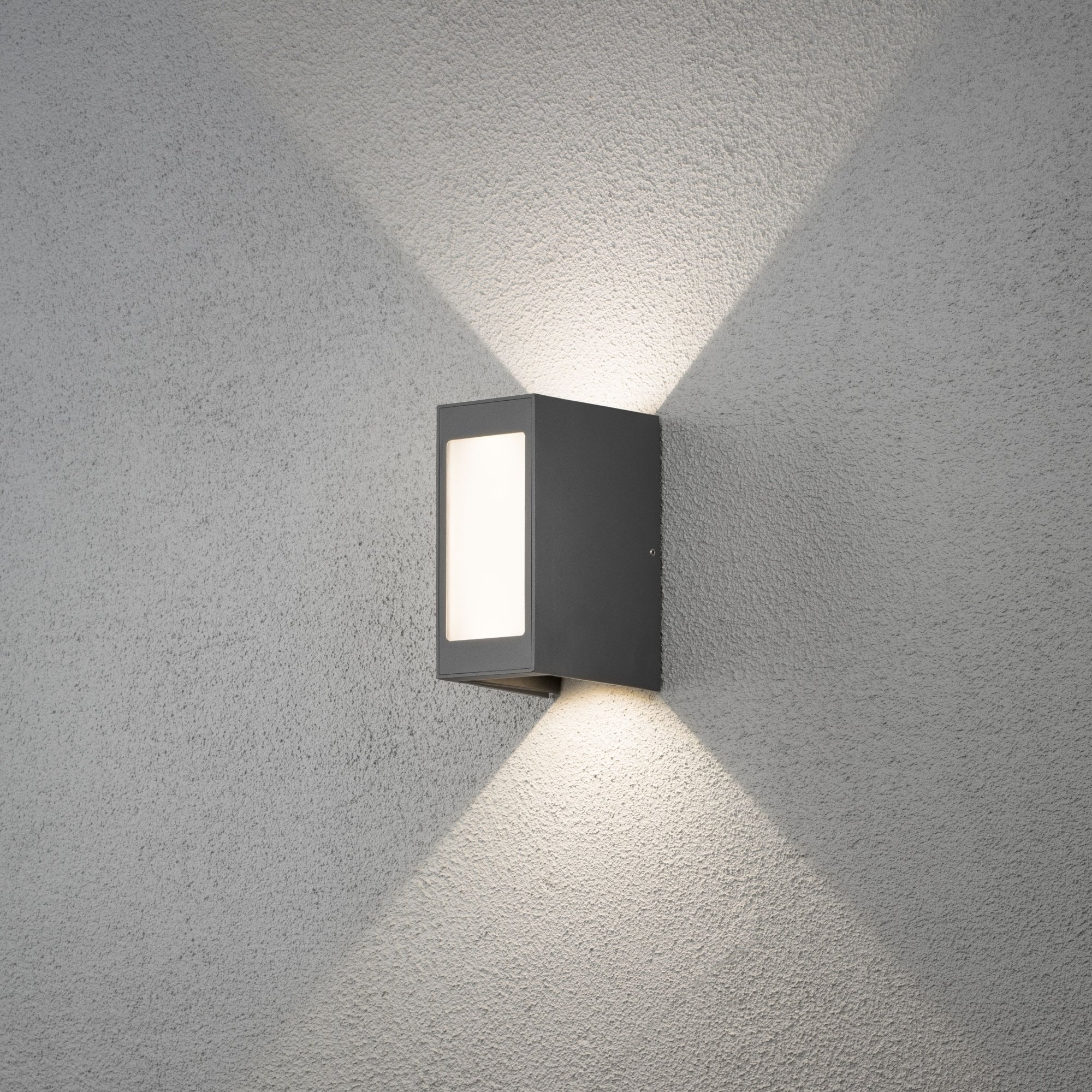 Konstsmide Cremona Rectangular Opal LED Up/Down Wall Light - Anthracite