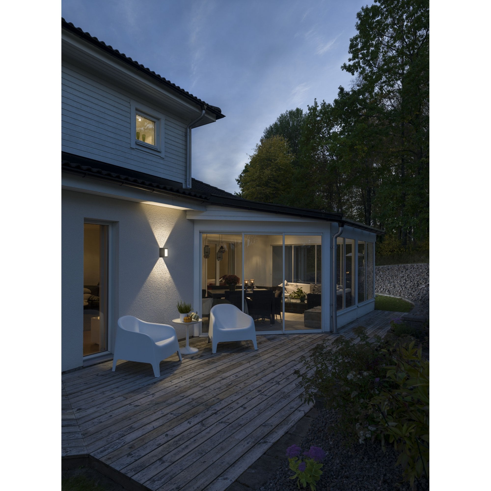 Konstsmide Cremona Rectangular Opal LED Up/Down Wall Light - Anthracite