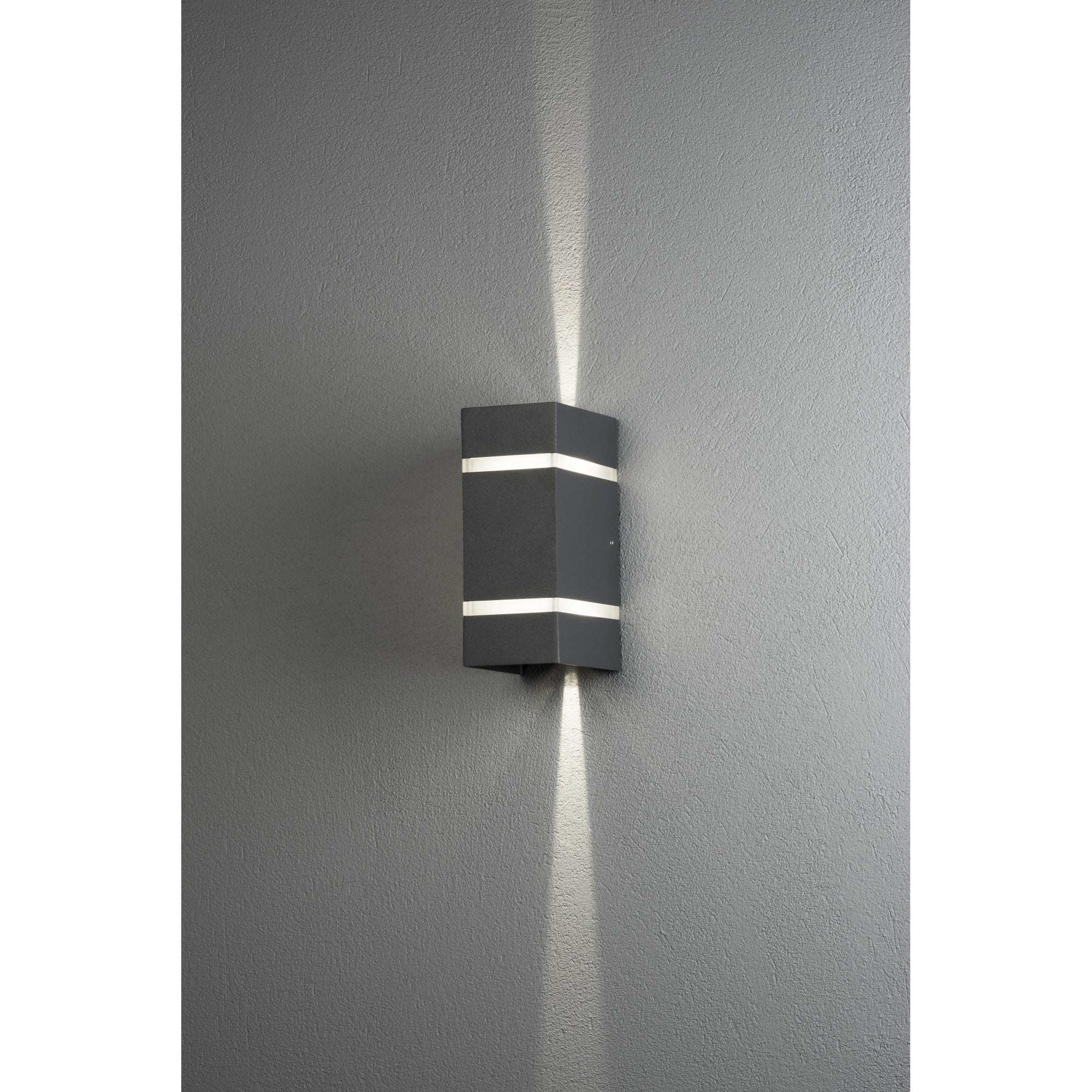 Konstsmide Cremona Rectangular Stripe LED Up/Down Wall Light - Anthracite