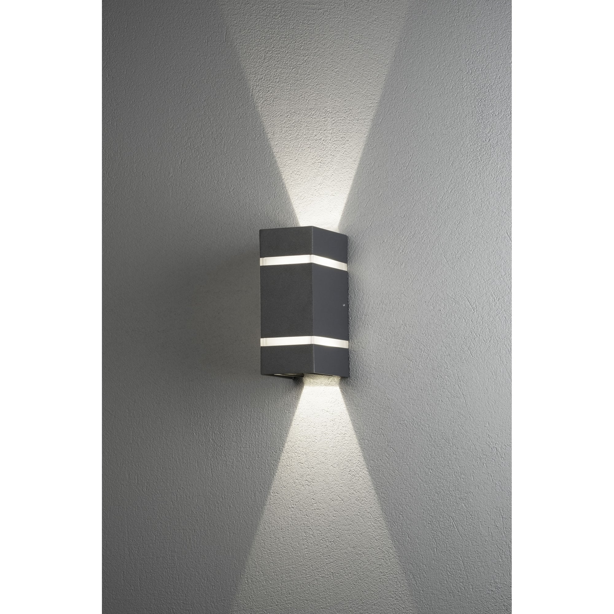 Konstsmide Cremona Rectangular Stripe LED Up/Down Wall Light - Anthracite