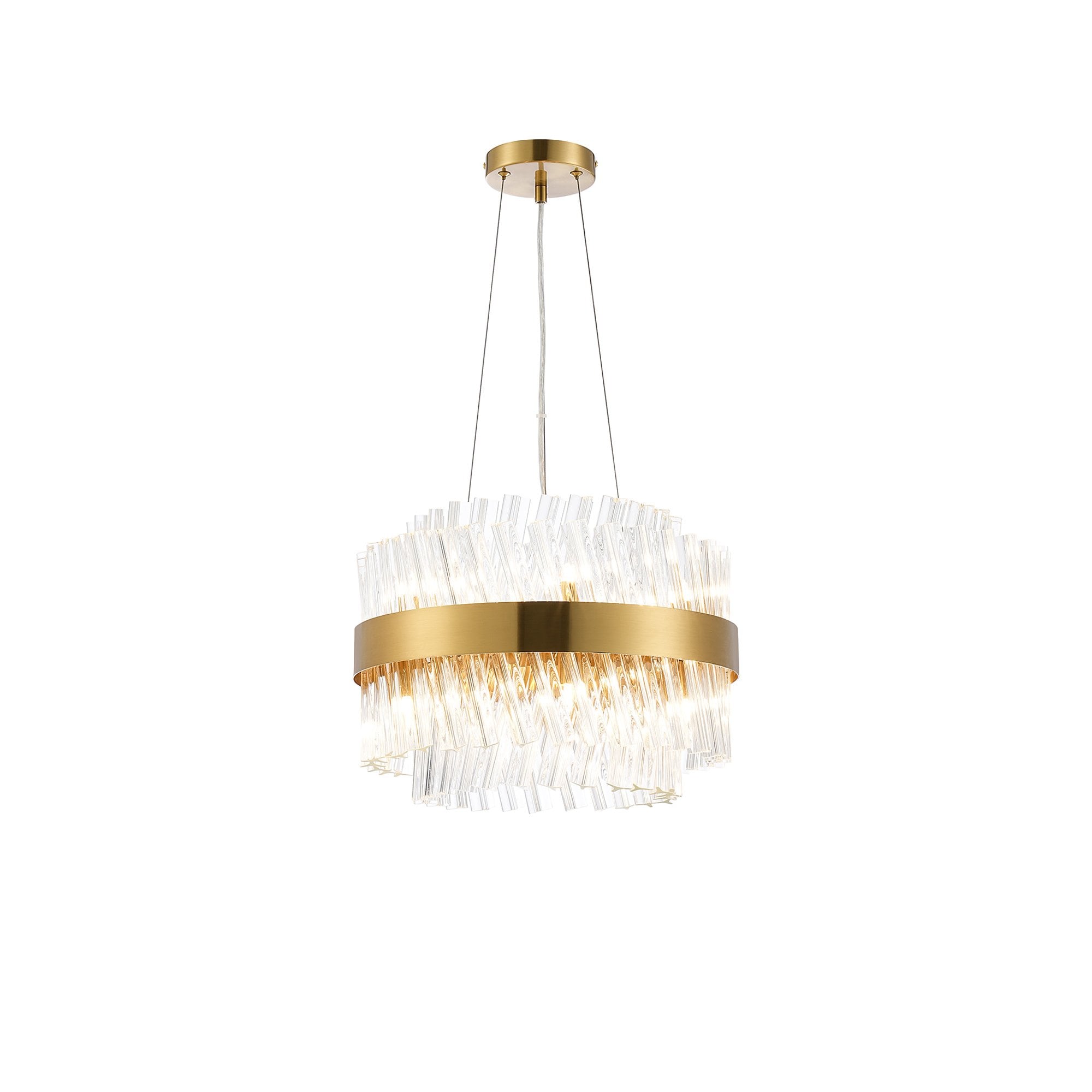 Fabula Farnley 10 Light Round Pendant - Brass & Clear Glass