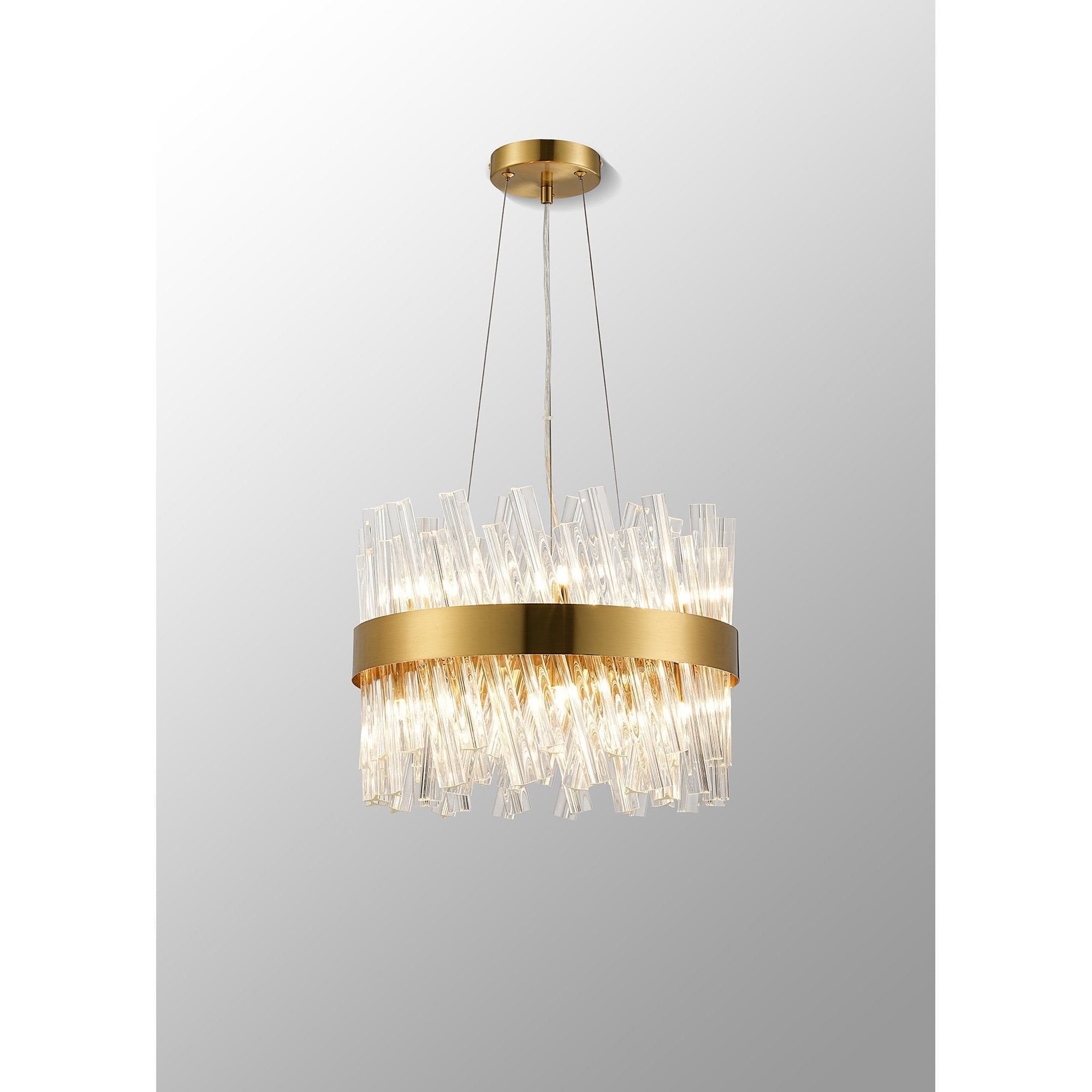 Fabula Farnley 10 Light Round Pendant - Brass & Clear Glass