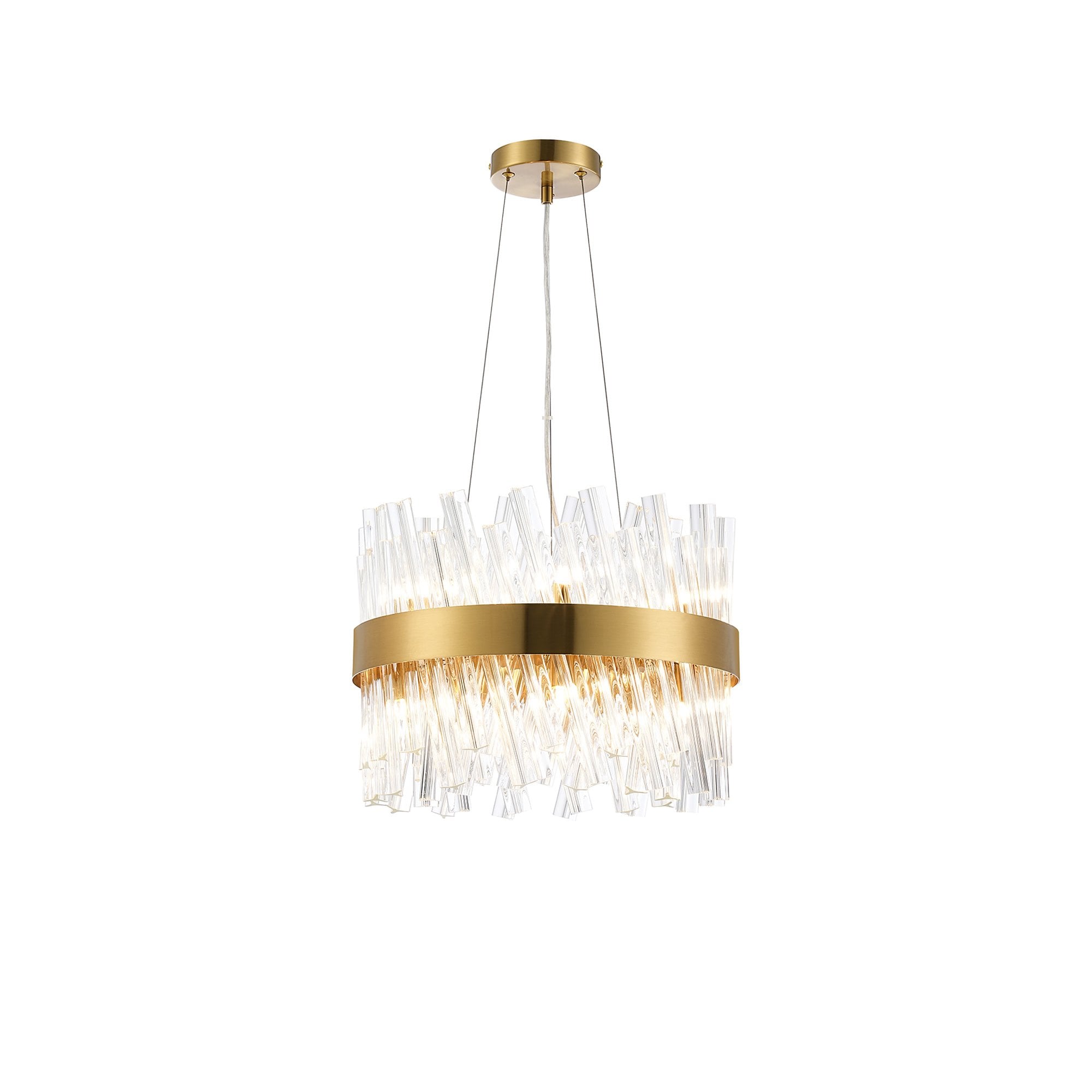 Fabula Farnley 10 Light Round Pendant - Brass & Clear Glass