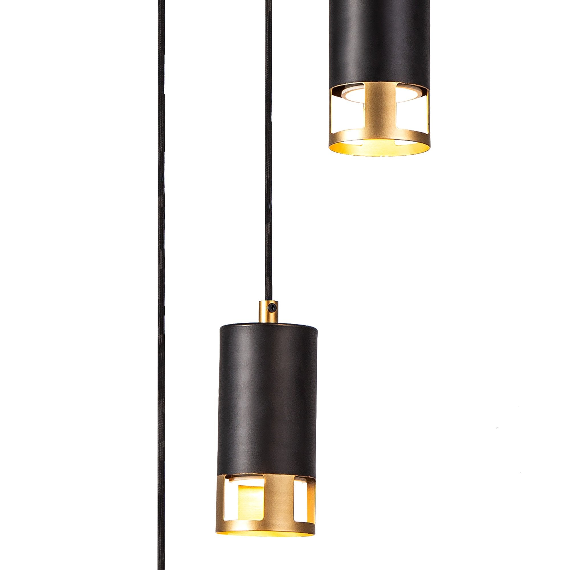 Fabula Amesbury 3 Light Round Pendant - Black & Painted Gold
