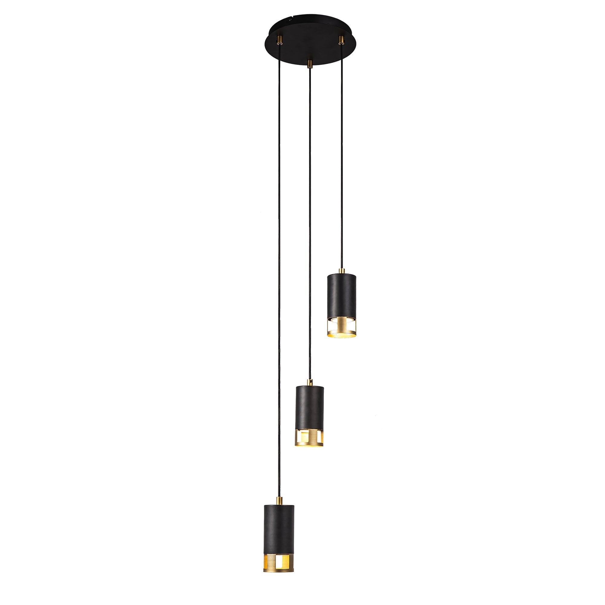 Fabula Amesbury 3 Light Round Pendant - Black & Painted Gold