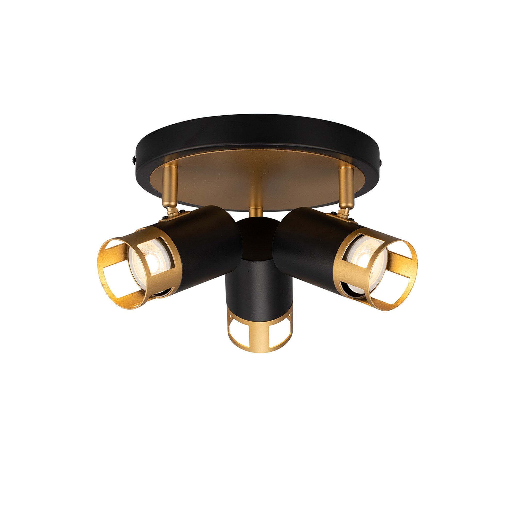Fabula Amesbury 3 Light Round Spotlight - Black & Painted Gold