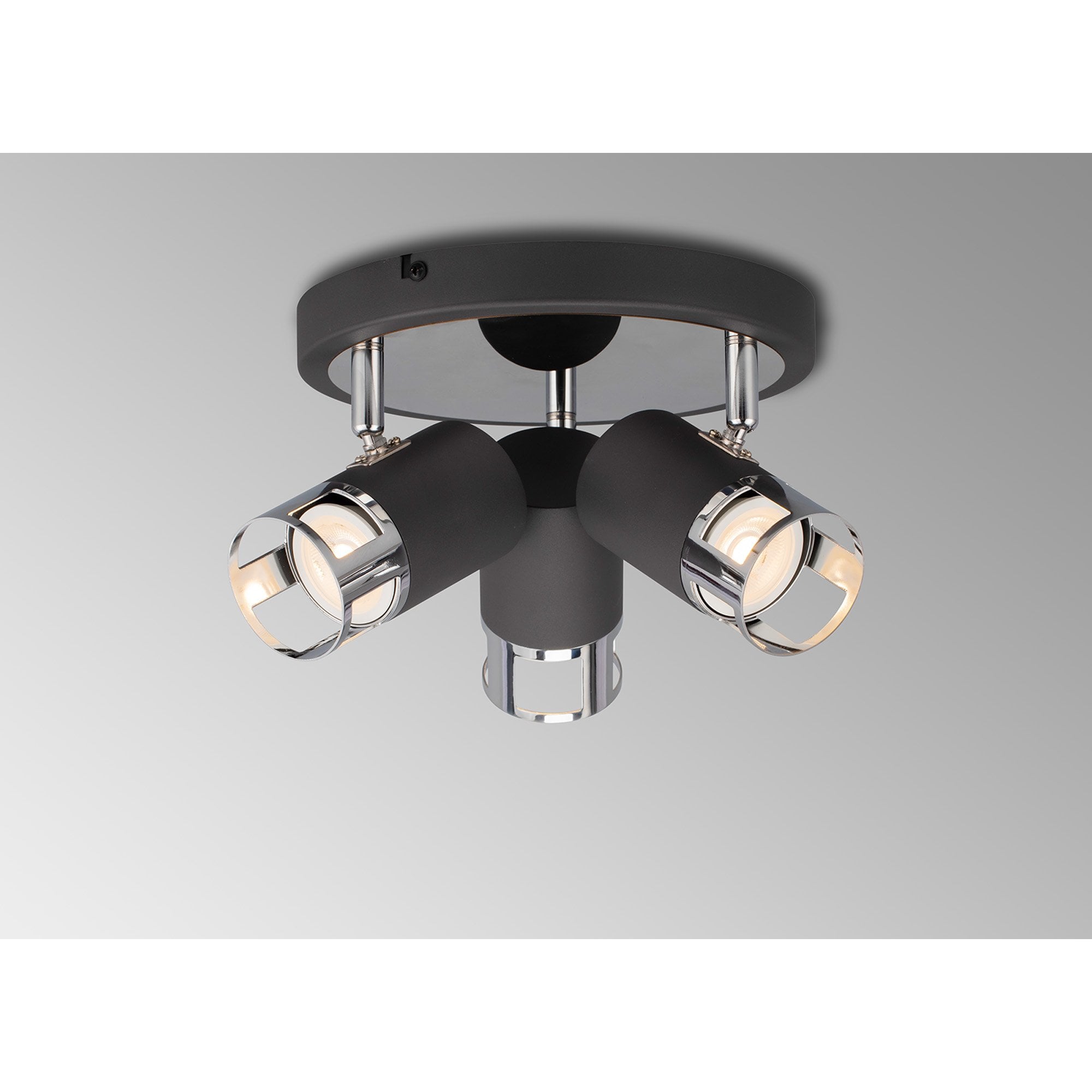 Fabula Amesbury 3 Light Round Spotlight - Graphite & Polished Chrome