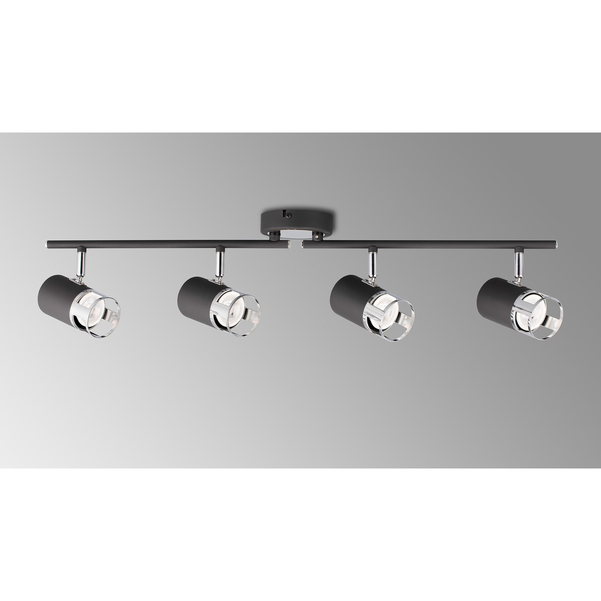 Fabula Amesbury 4 Light Linear Bar Spotlight - Graphite & Polished Chrome