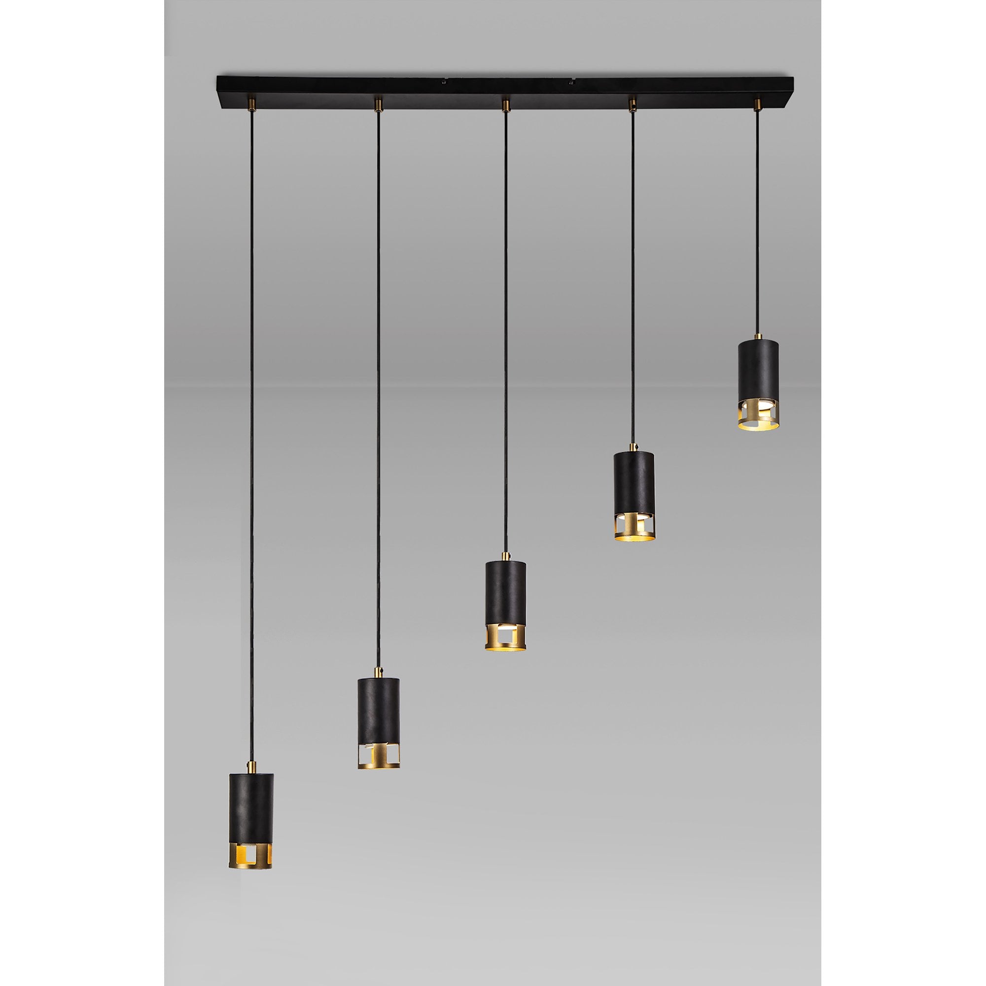 Fabula Amesbury 5 Light Linear Bar Pendant - Black & Painted Gold