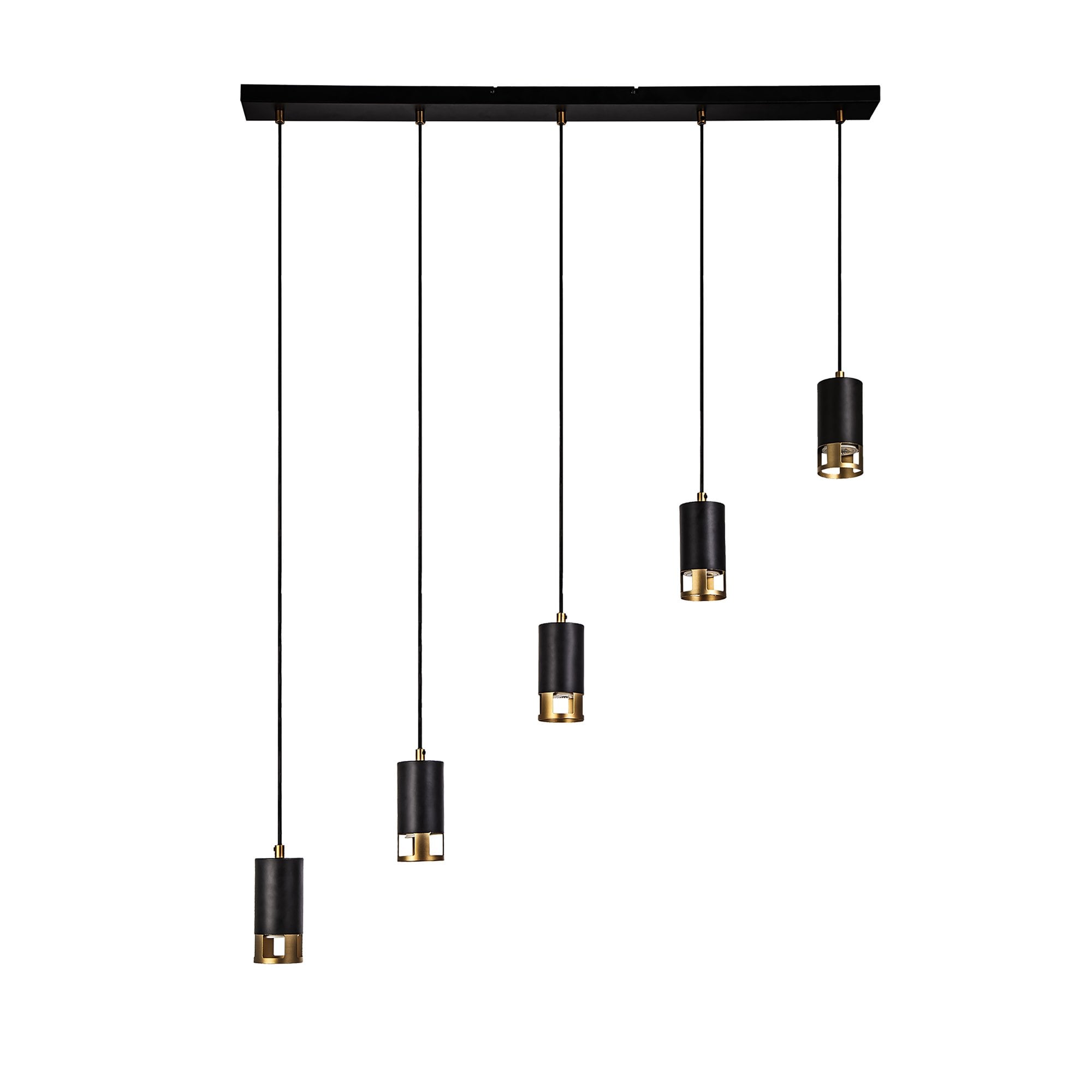 Fabula Amesbury 5 Light Linear Bar Pendant - Black & Painted Gold