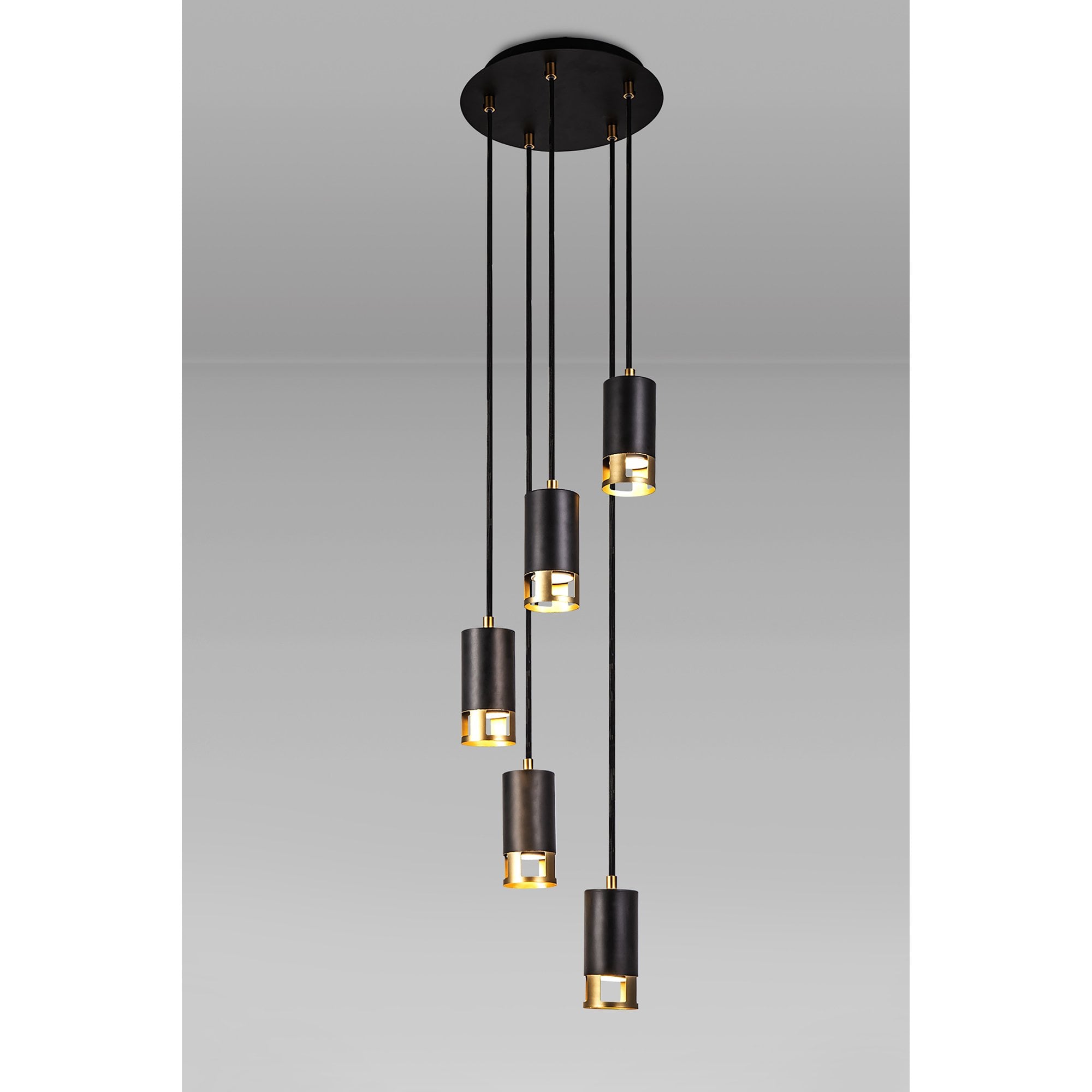 Fabula Amesbury 5 Light Round Pendant - Black & Painted Gold