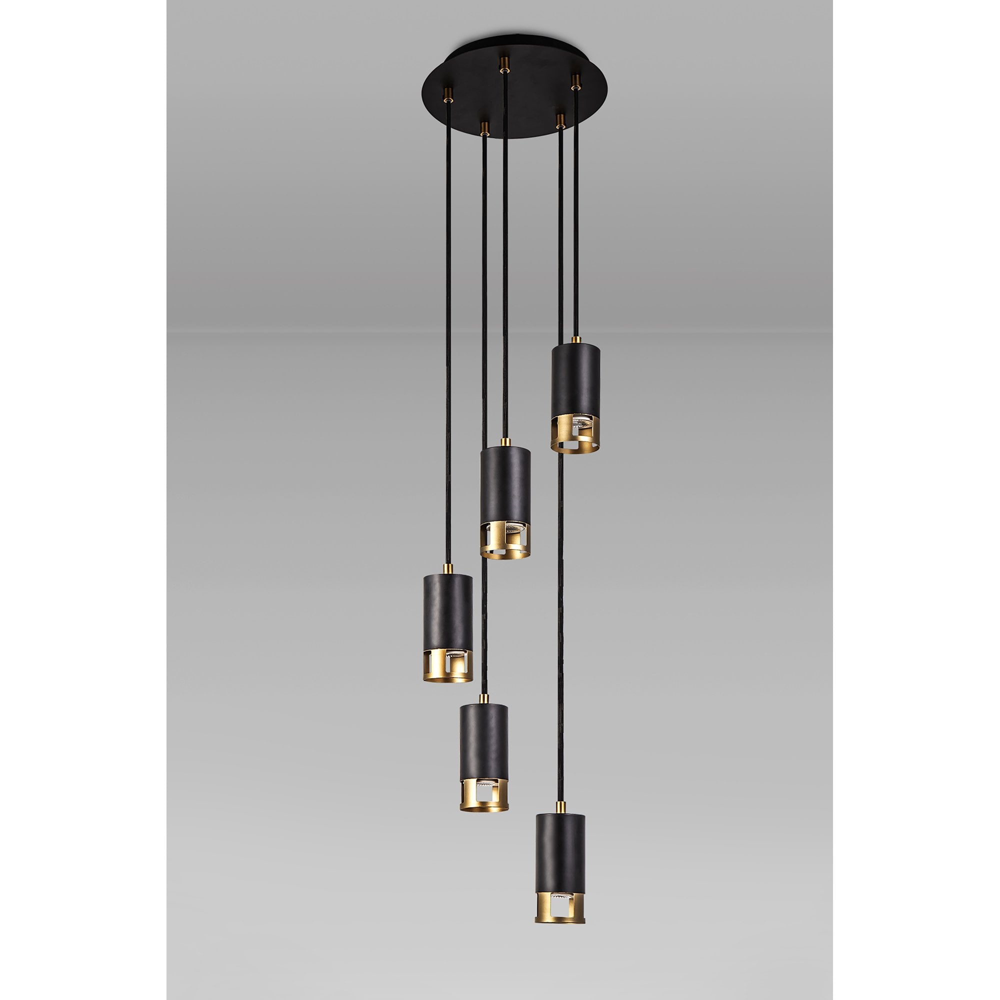Fabula Amesbury 5 Light Round Pendant - Black & Painted Gold