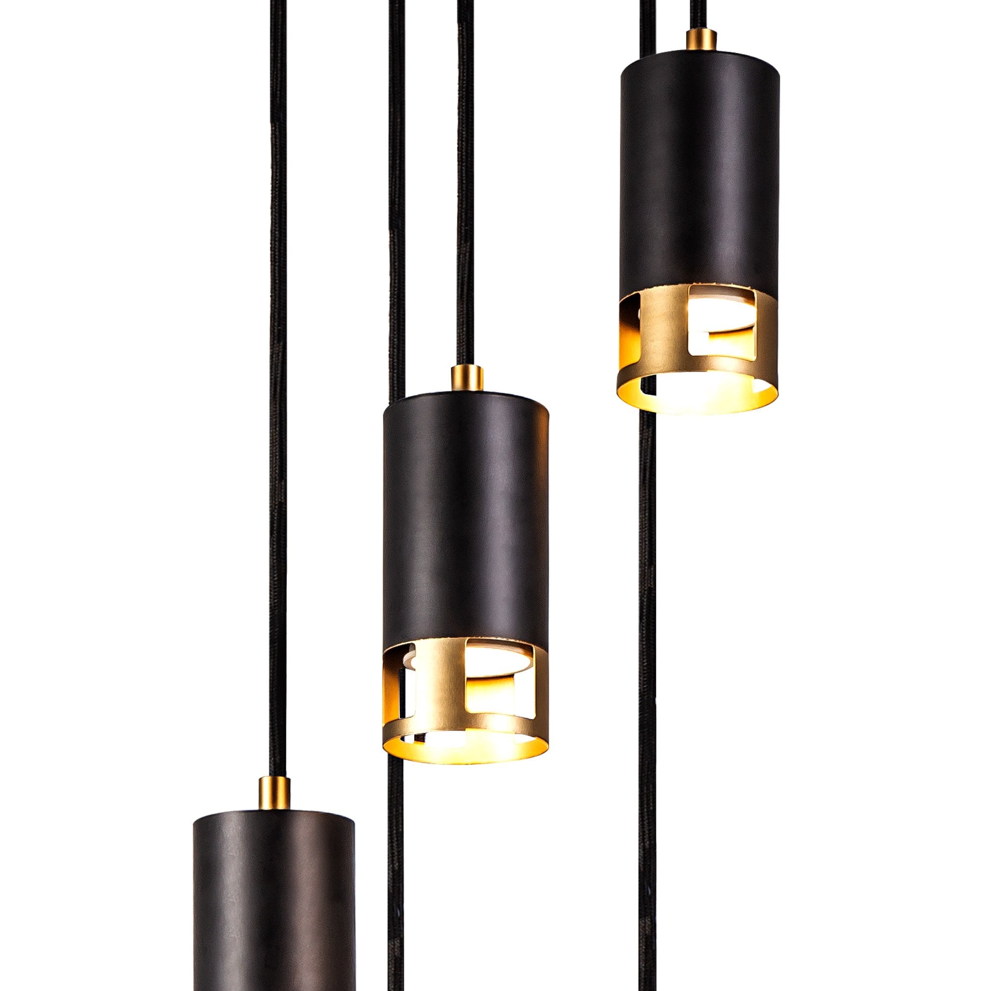 Fabula Amesbury 5 Light Round Pendant - Black & Painted Gold