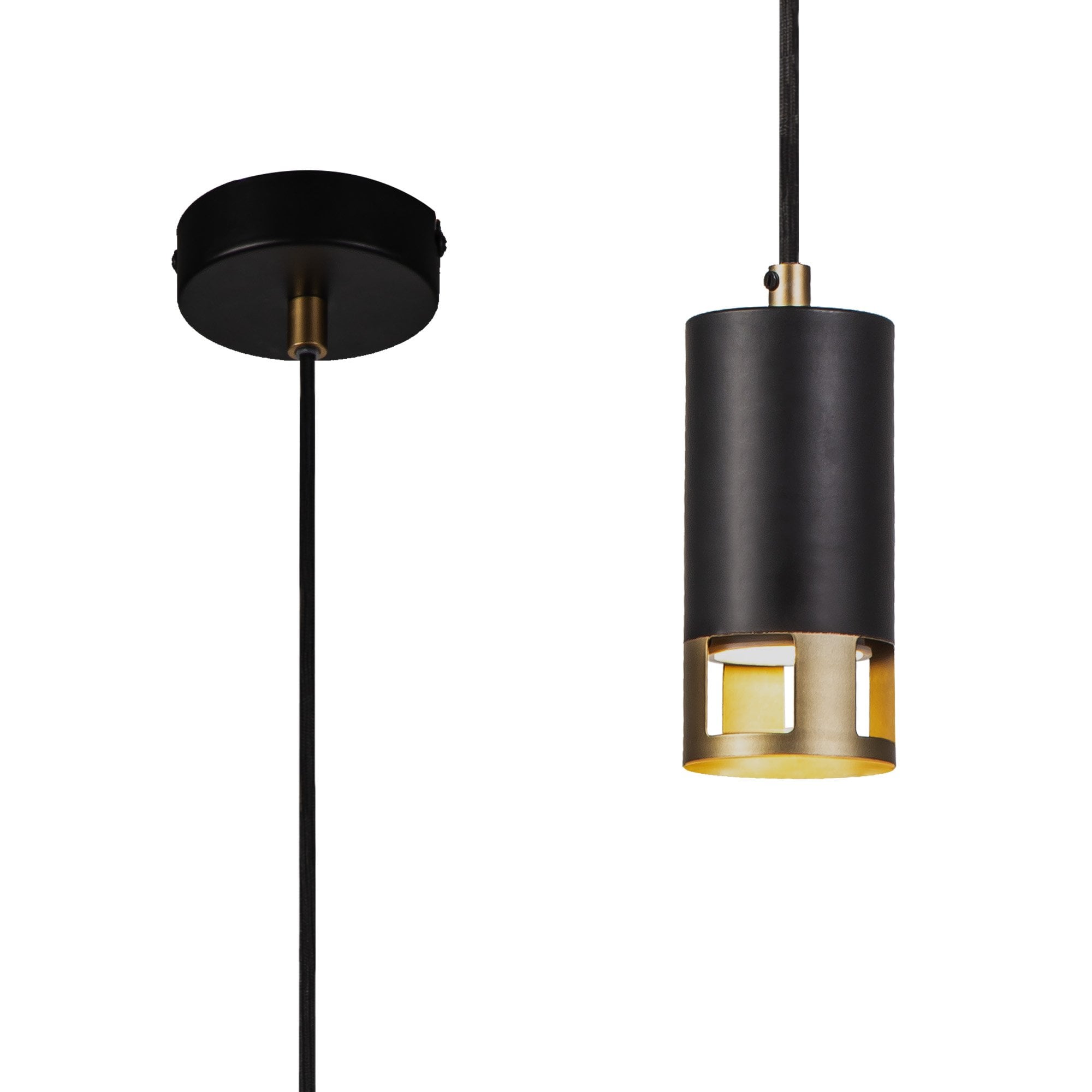 Fabula Amesbury Single Pendant - Black & Painted Gold