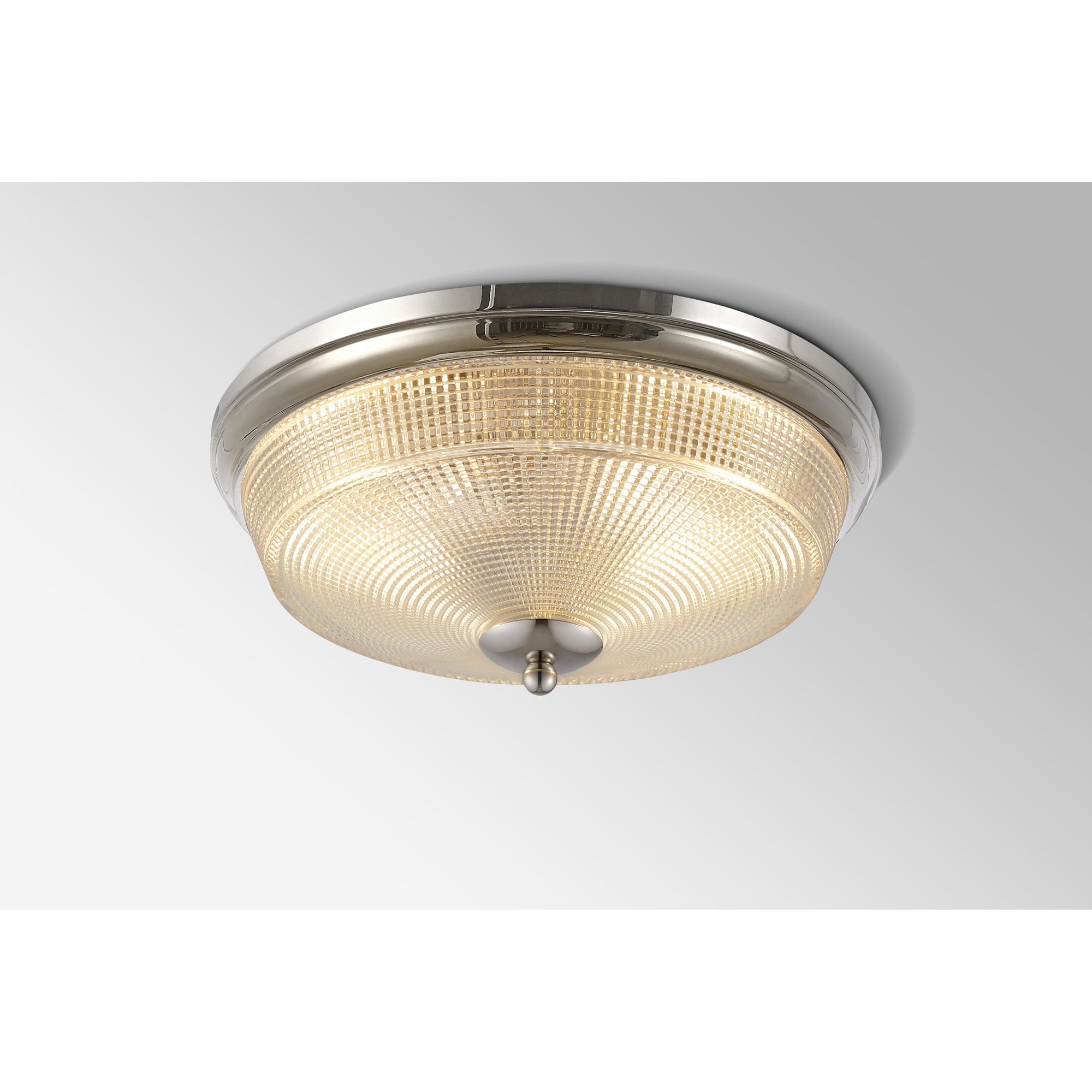 Fabula Antlers 2 Light Flush Light - Polished Nickel & Prismatic Glass - IP44