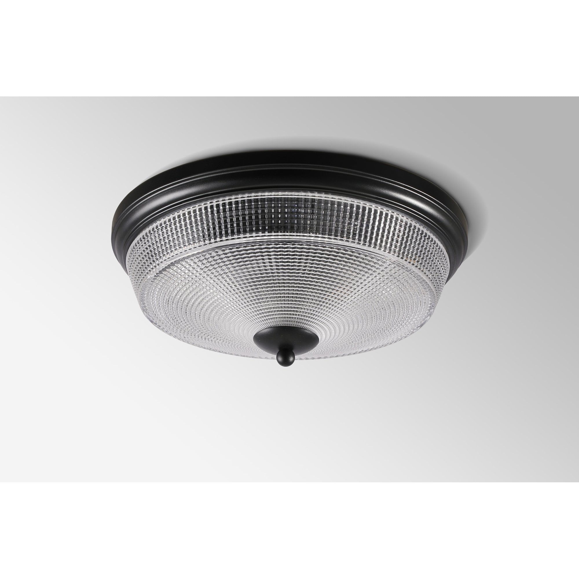 Fabula Antlers 2 Light Flush Light - Satin Black & Prismatic Glass - IP44