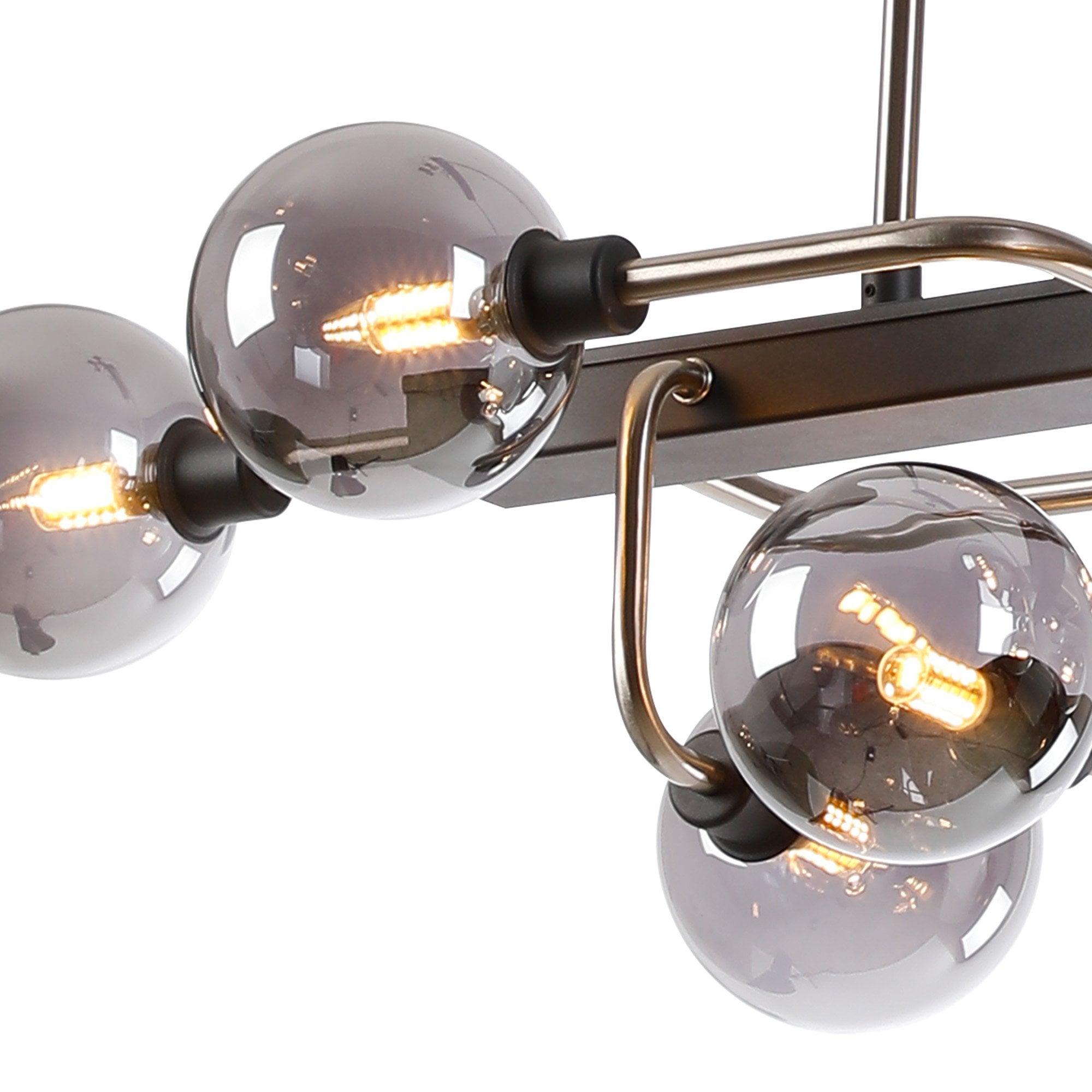 Fabula Appleby 10 Light Fixed Pendant - Graphite, Satin Nickel & Smoke Glass