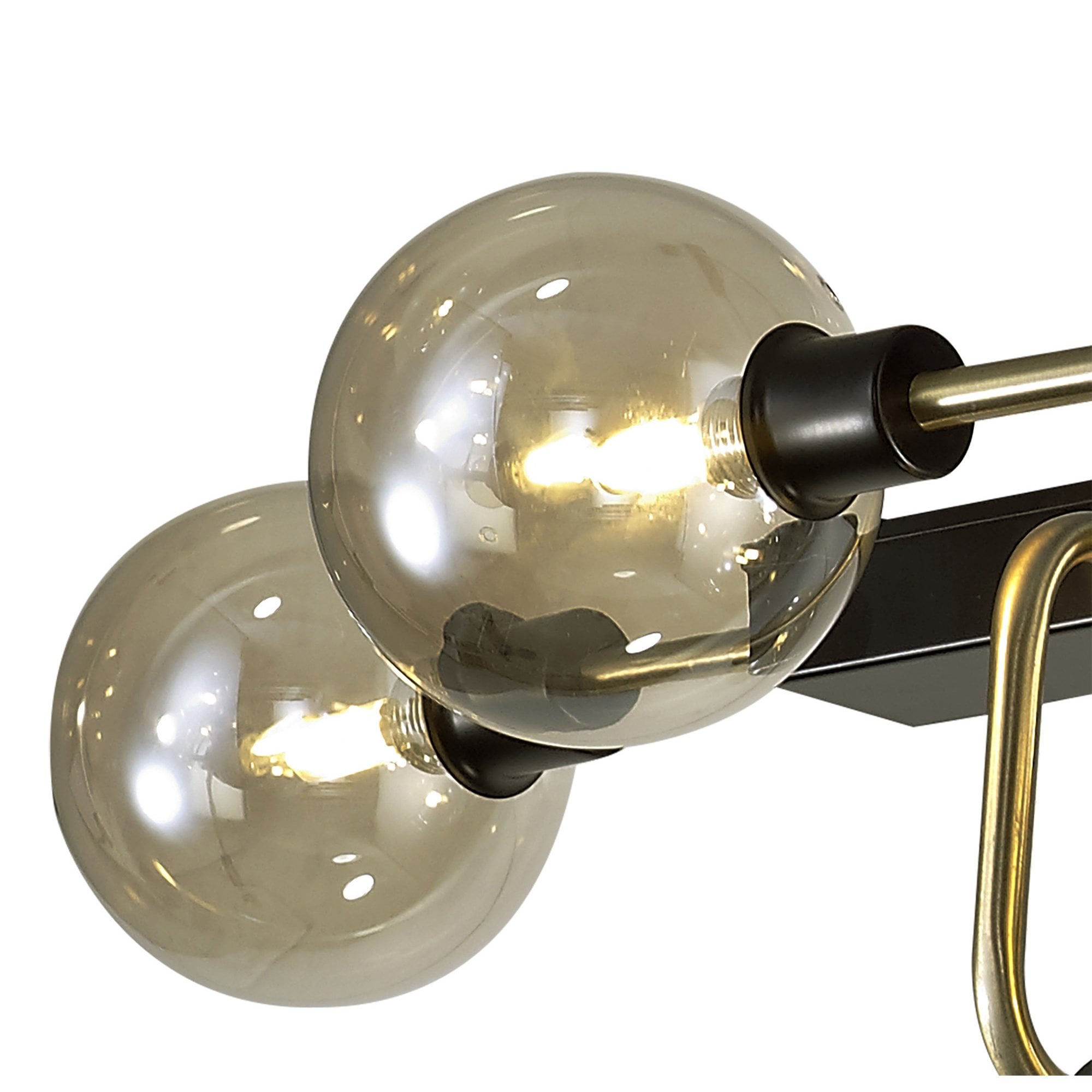 Fabula Appleby 10 Light Fixed Pendant - Matt Black, Antique Brass & Cognac Glass