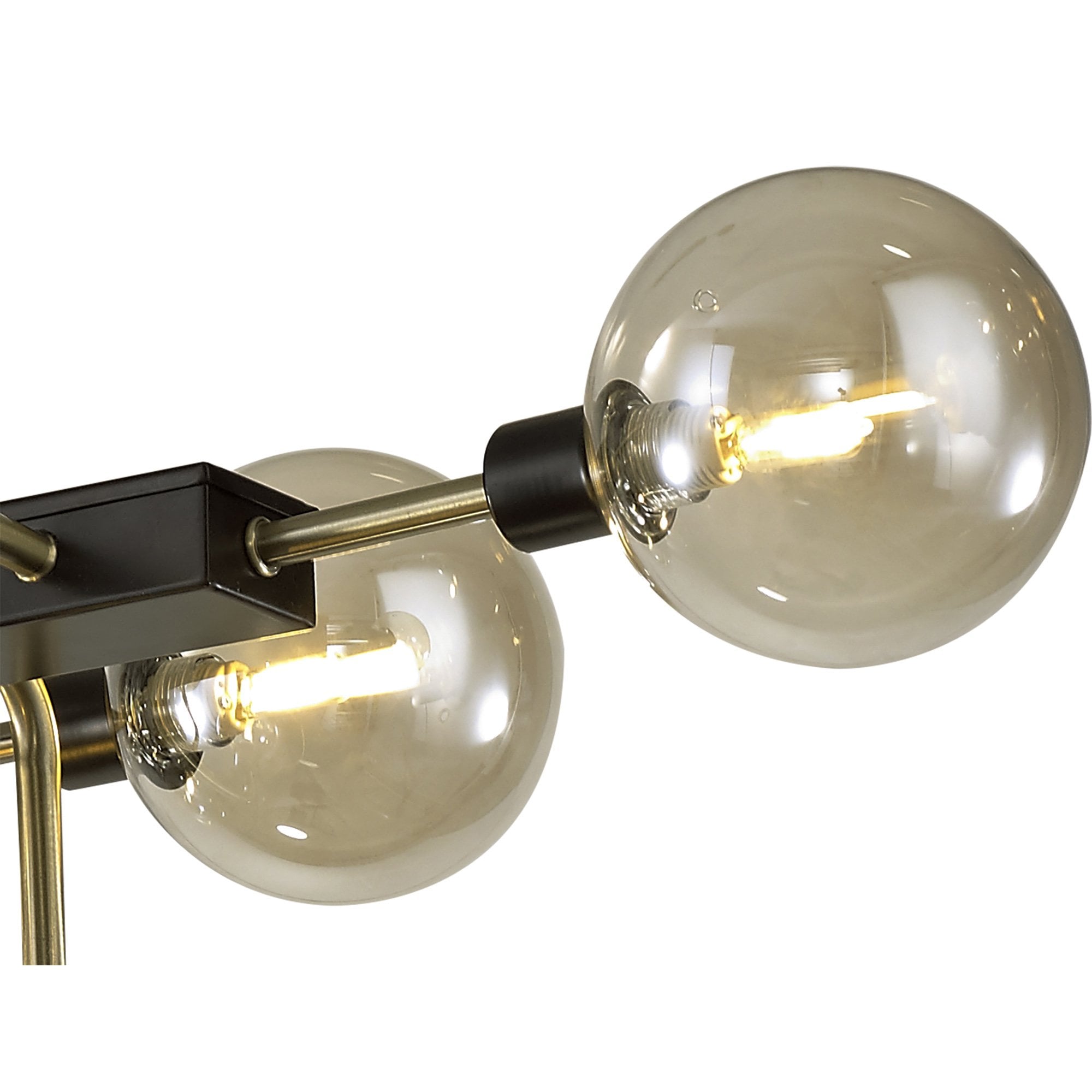 Fabula Appleby 10 Light Fixed Pendant - Matt Black, Antique Brass & Cognac Glass