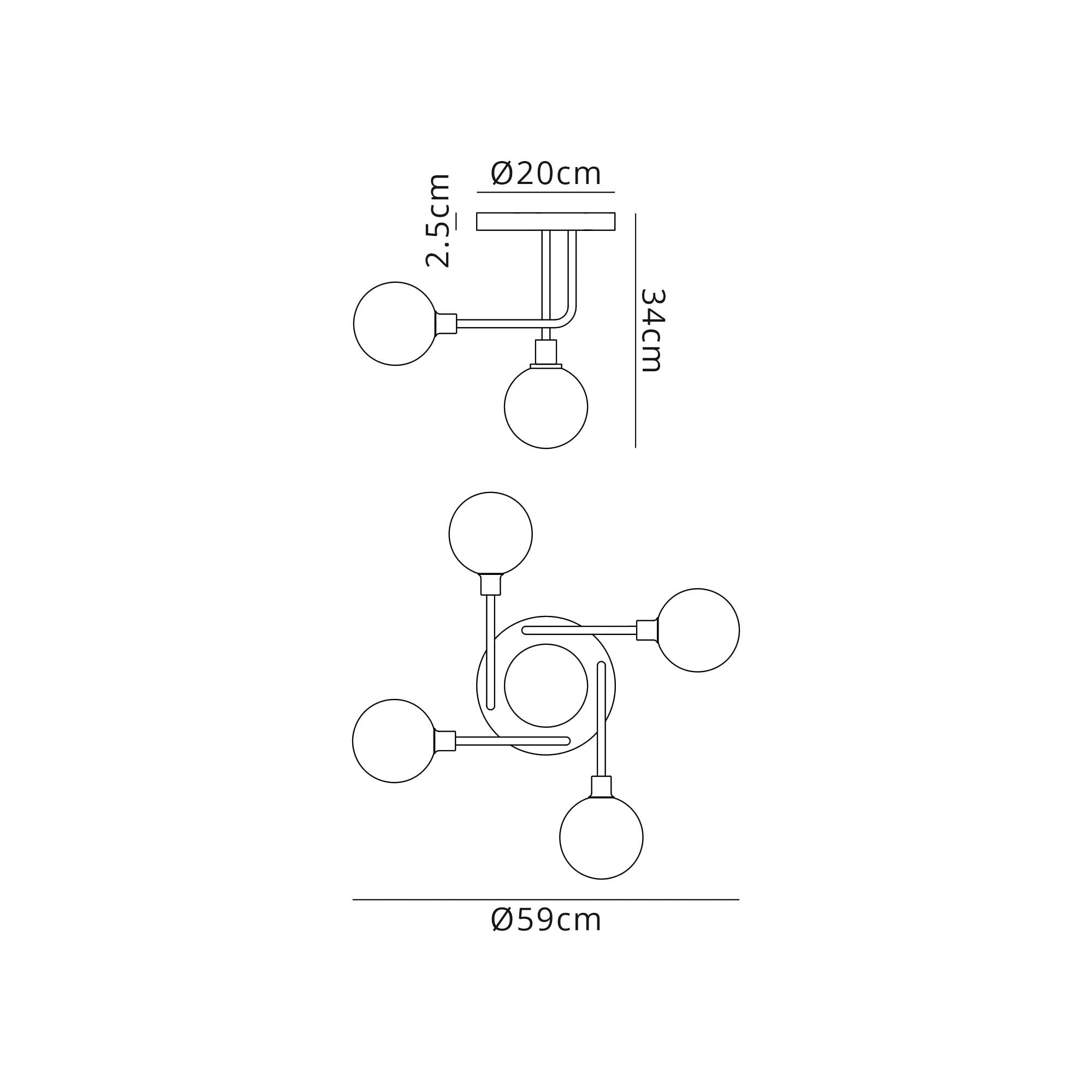 Fabula Appleby 5 Light Flush Light - Graphite, Satin Nickel & Smoke Glass
