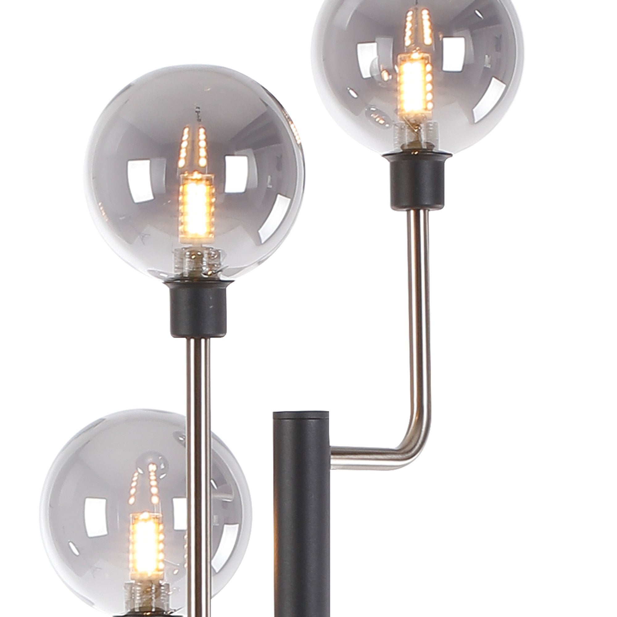 Fabula Appleby 8 Light Floor Lamp - Graphite, Satin Nickel & Smoke Glass