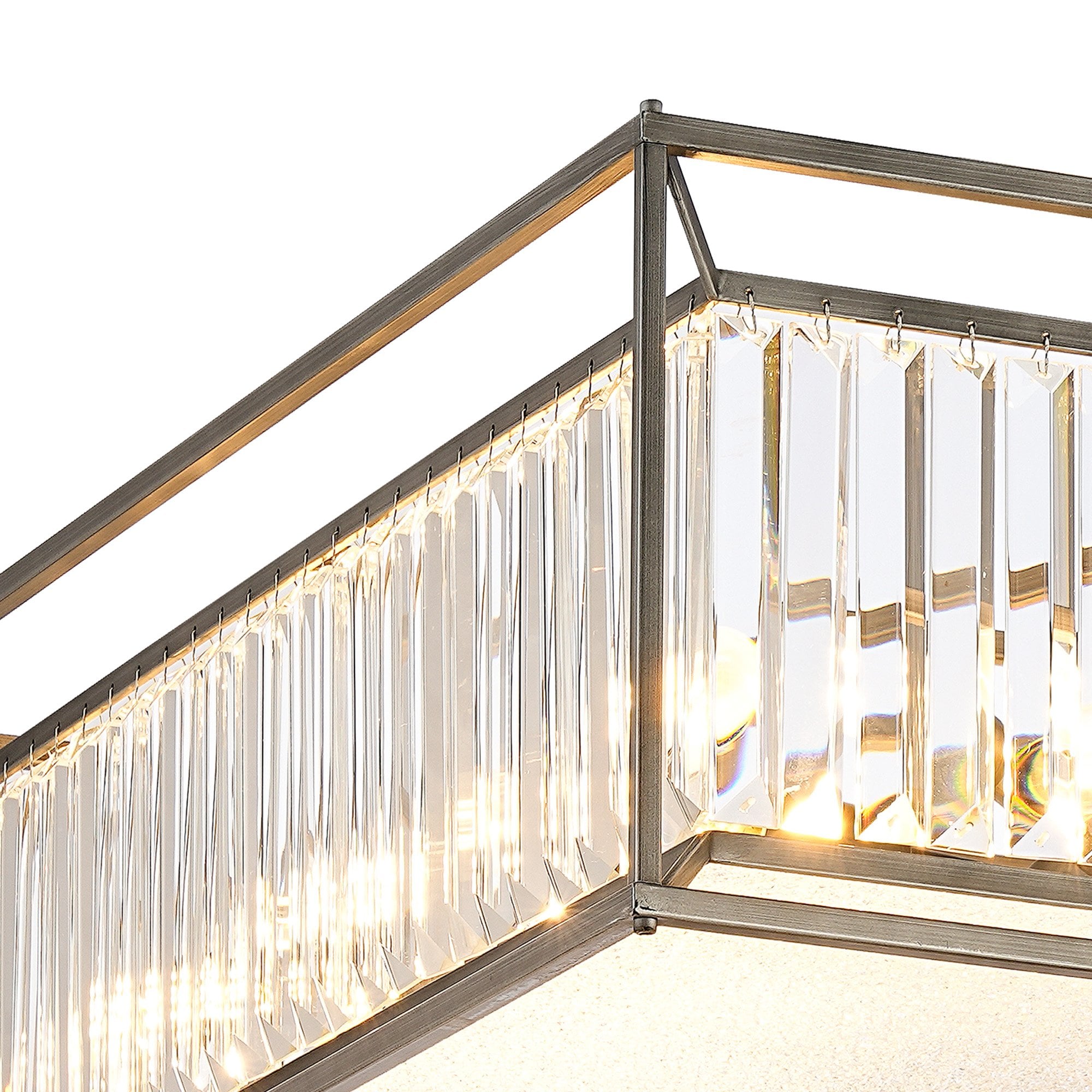 Fabula Arabia 12 Light Fixed Pendant/Semi-Flush Light - Pewter, Clear & Grain Glass