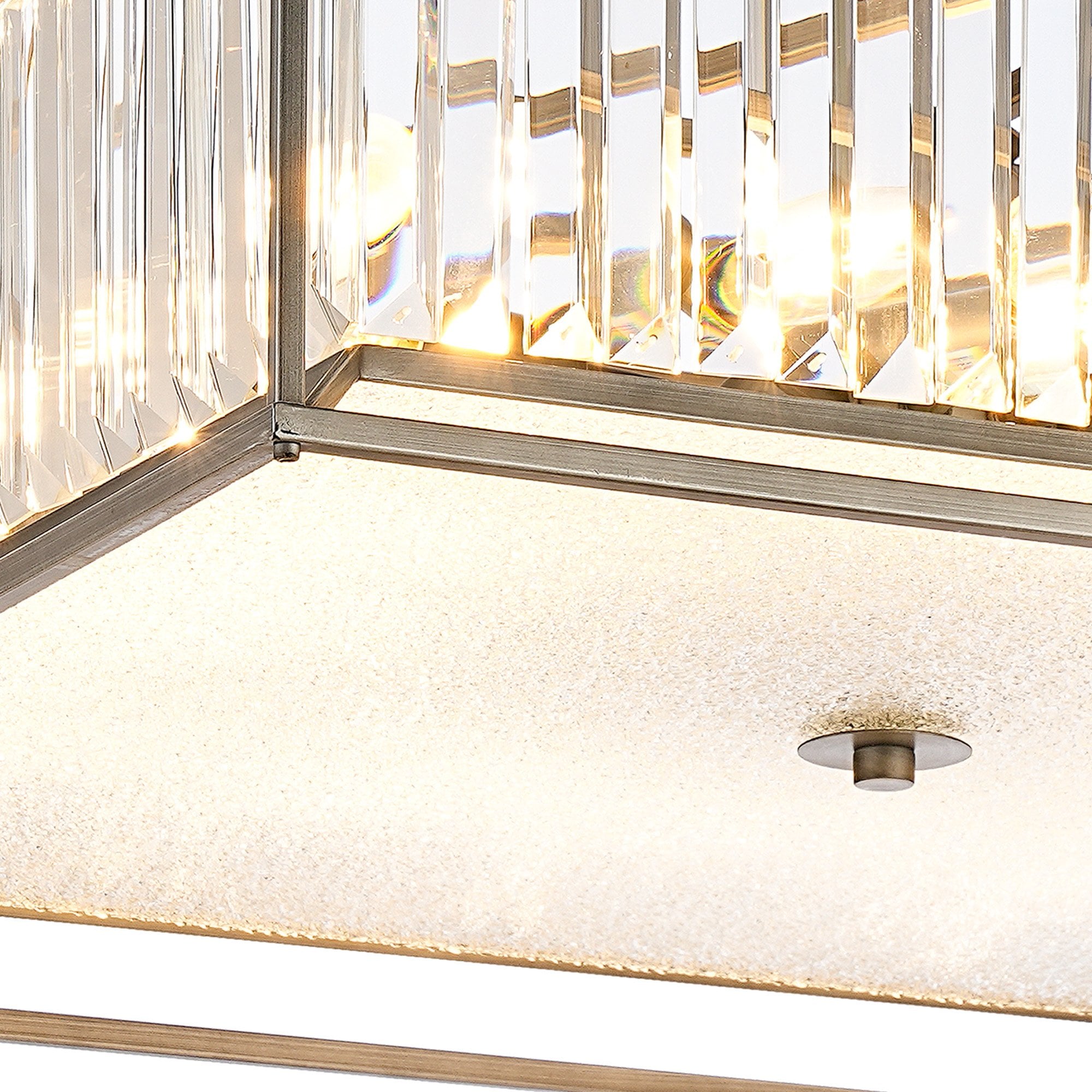 Fabula Arabia 12 Light Fixed Pendant/Semi-Flush Light - Pewter, Clear & Grain Glass