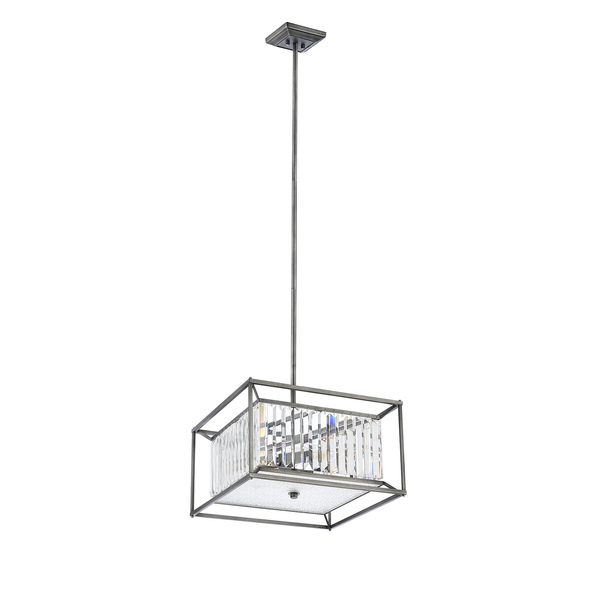 Fabula Arabia 4 Light Fixed Pendant/Semi-Flush Light - Pewter, Clear & Grain Glass