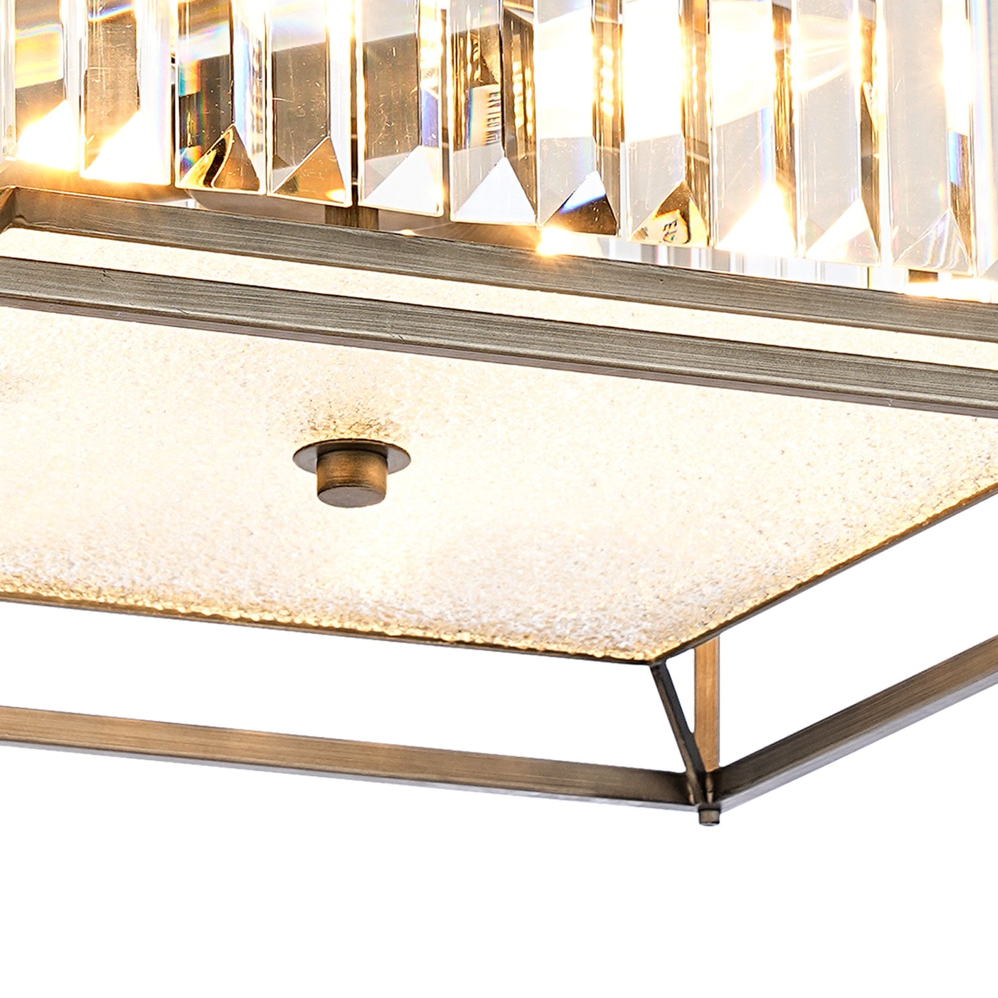 Fabula Arabia 4 Light Fixed Pendant/Semi-Flush Light - Pewter, Clear & Grain Glass