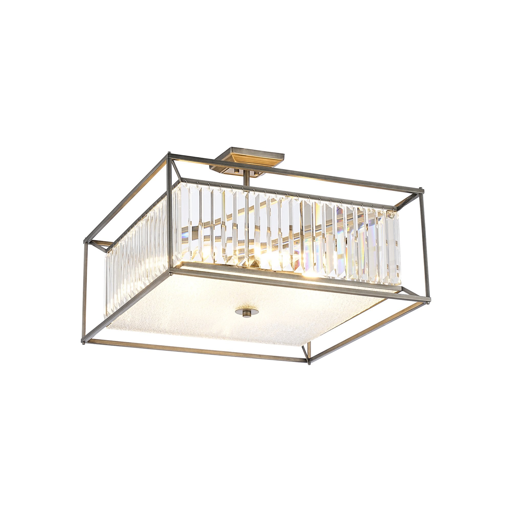 Fabula Arabia 6 Light Fixed Pendant/Semi-Flush Light - Pewter, Clear & Grain Glass