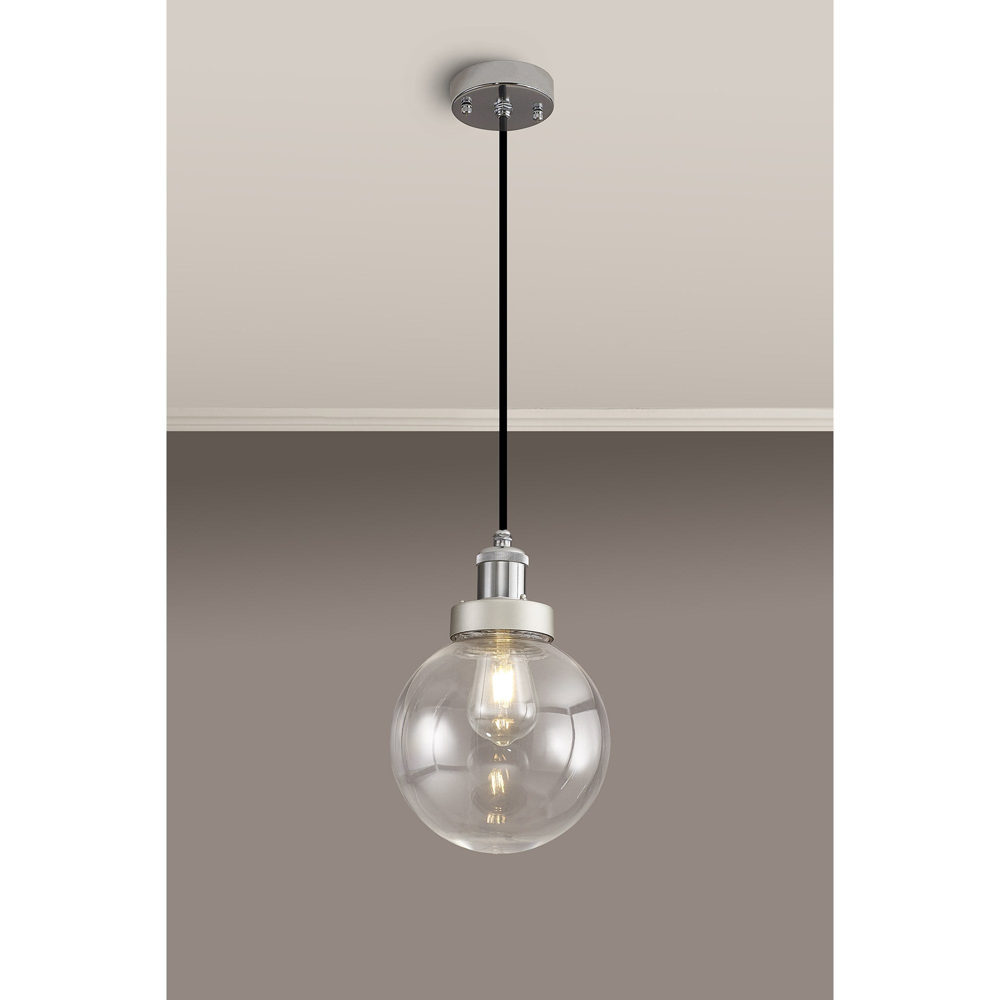 Fabula Avondale 20cm Single Pendant - Titanium Silver & Polished Chrome - IP65