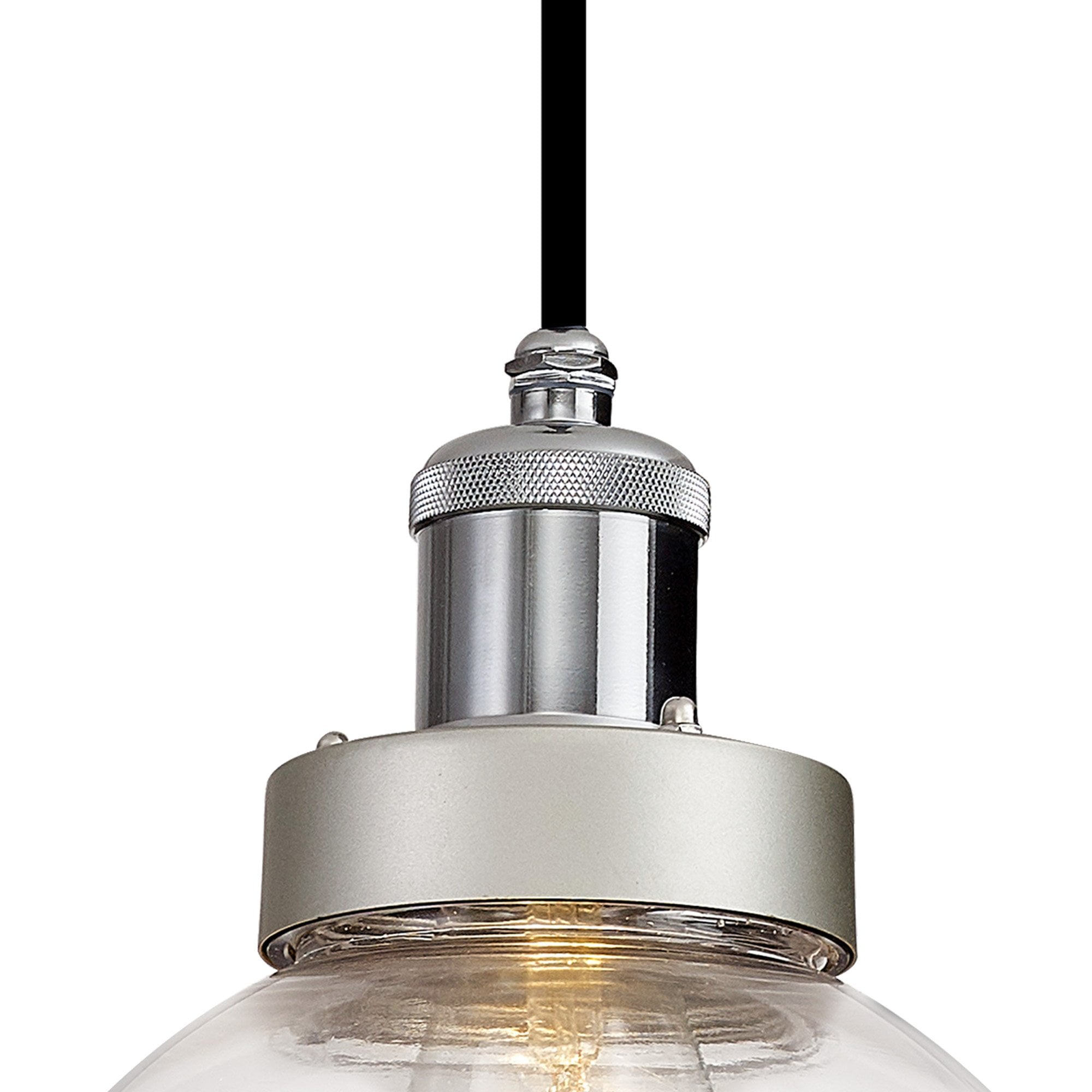 Fabula Avondale 20cm Single Pendant - Titanium Silver & Polished Chrome - IP65