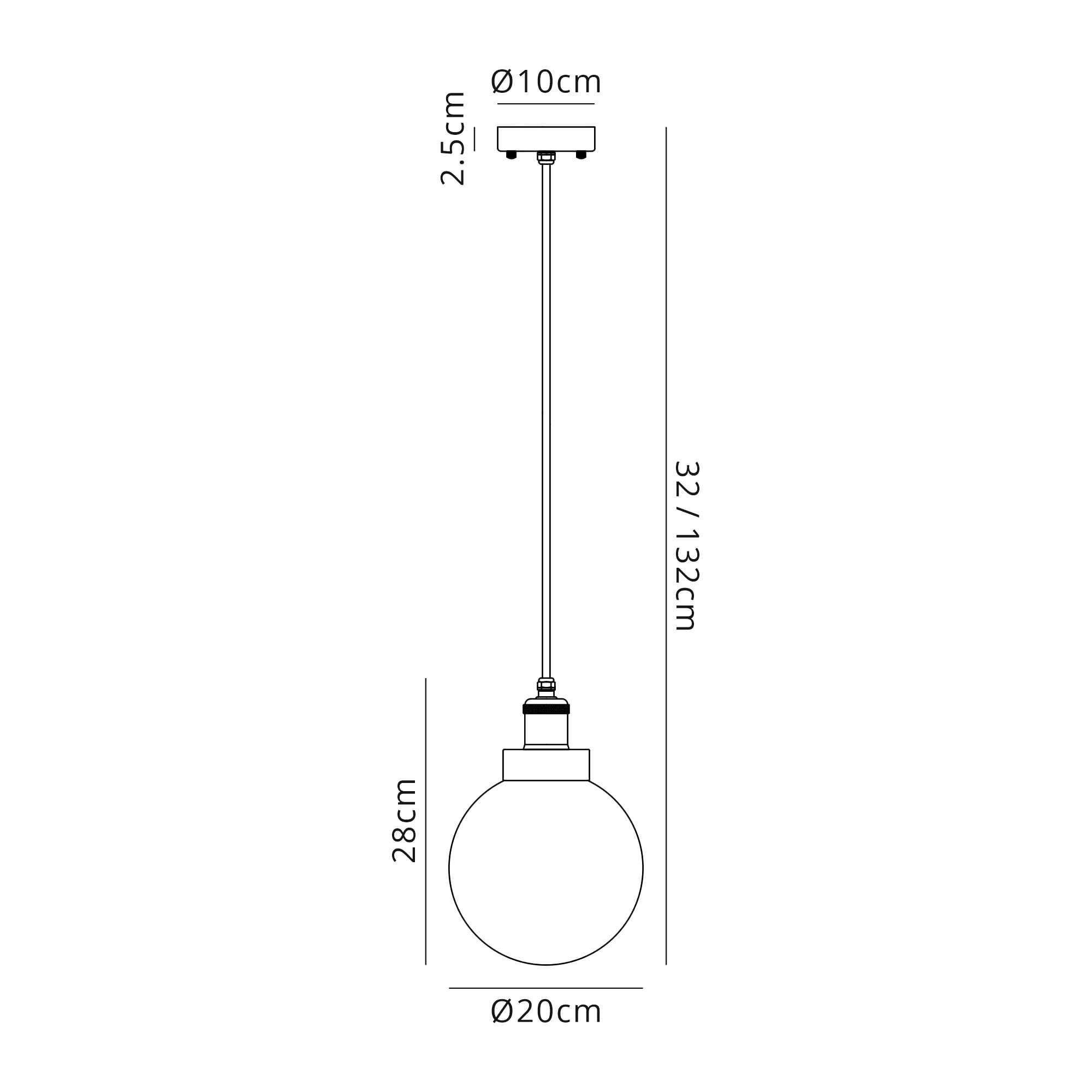 Fabula Avondale 20cm Single Pendant - Titanium Silver & Polished Chrome - IP65