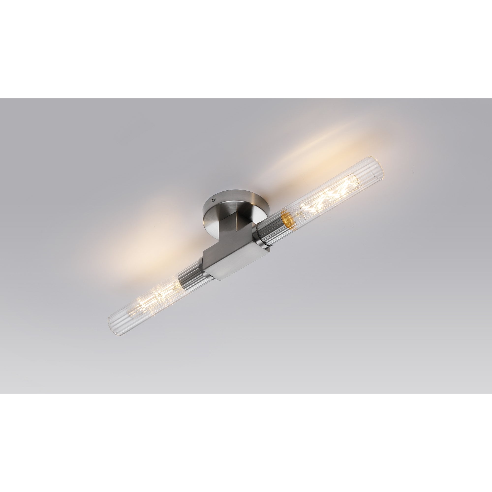 Fabula Beech Tree 2 Light Flush Light - Satin Nickel - IP44