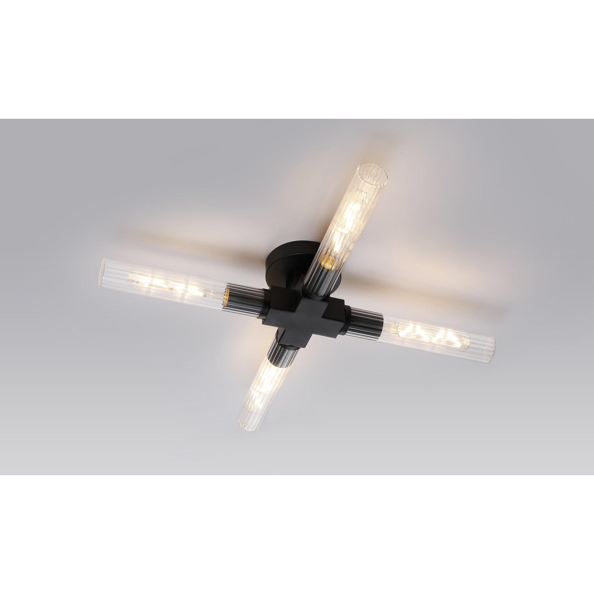 Fabula Beech Tree 4 Light Flush Light - Satin Black - IP44