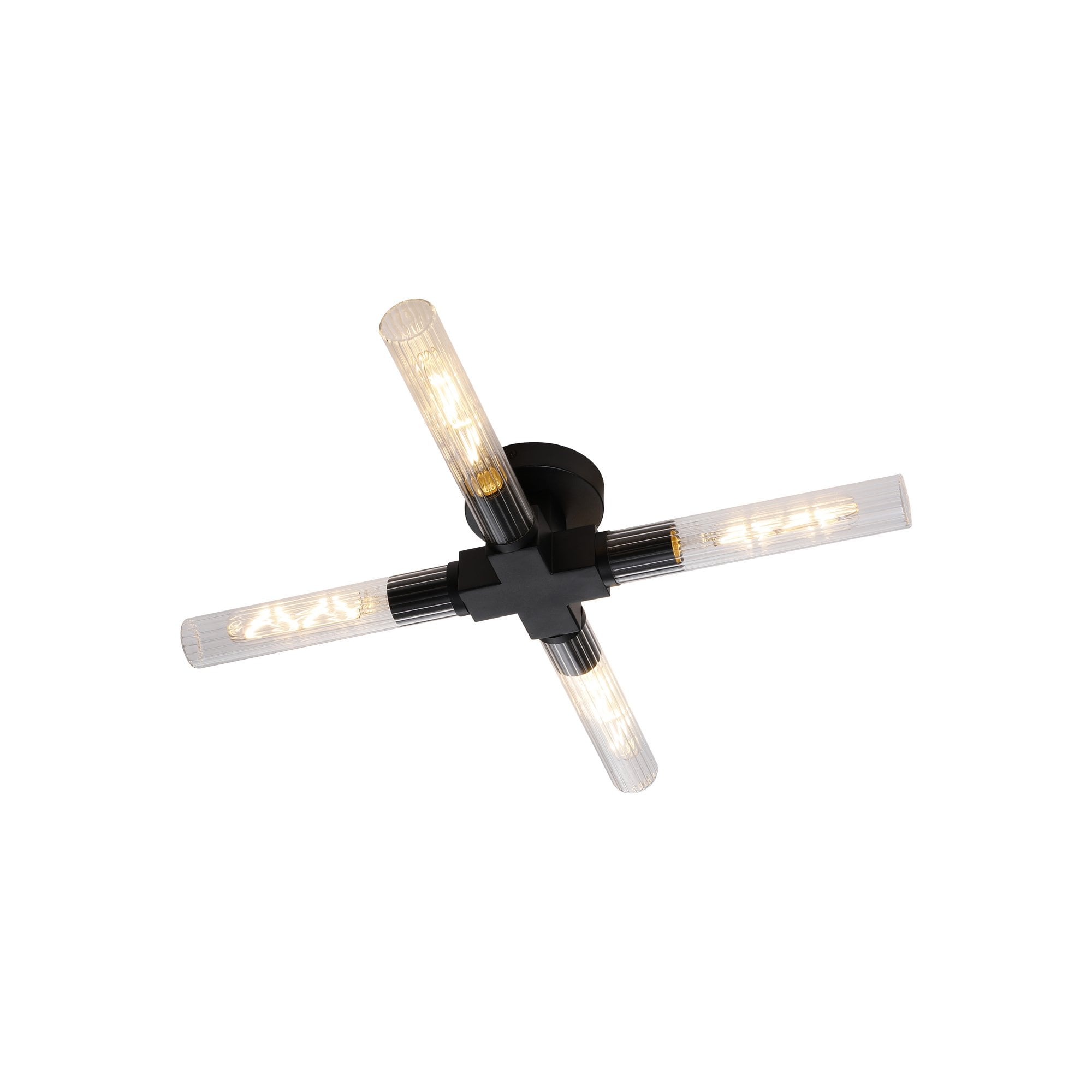 Fabula Beech Tree 4 Light Flush Light - Satin Black - IP44