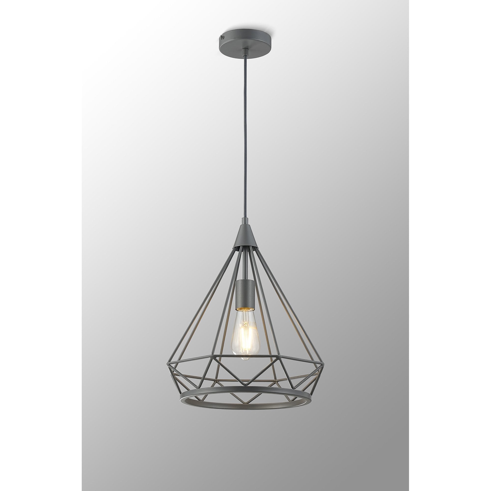 Fabula Beverley Large Diamond Pendant - Matt Grey