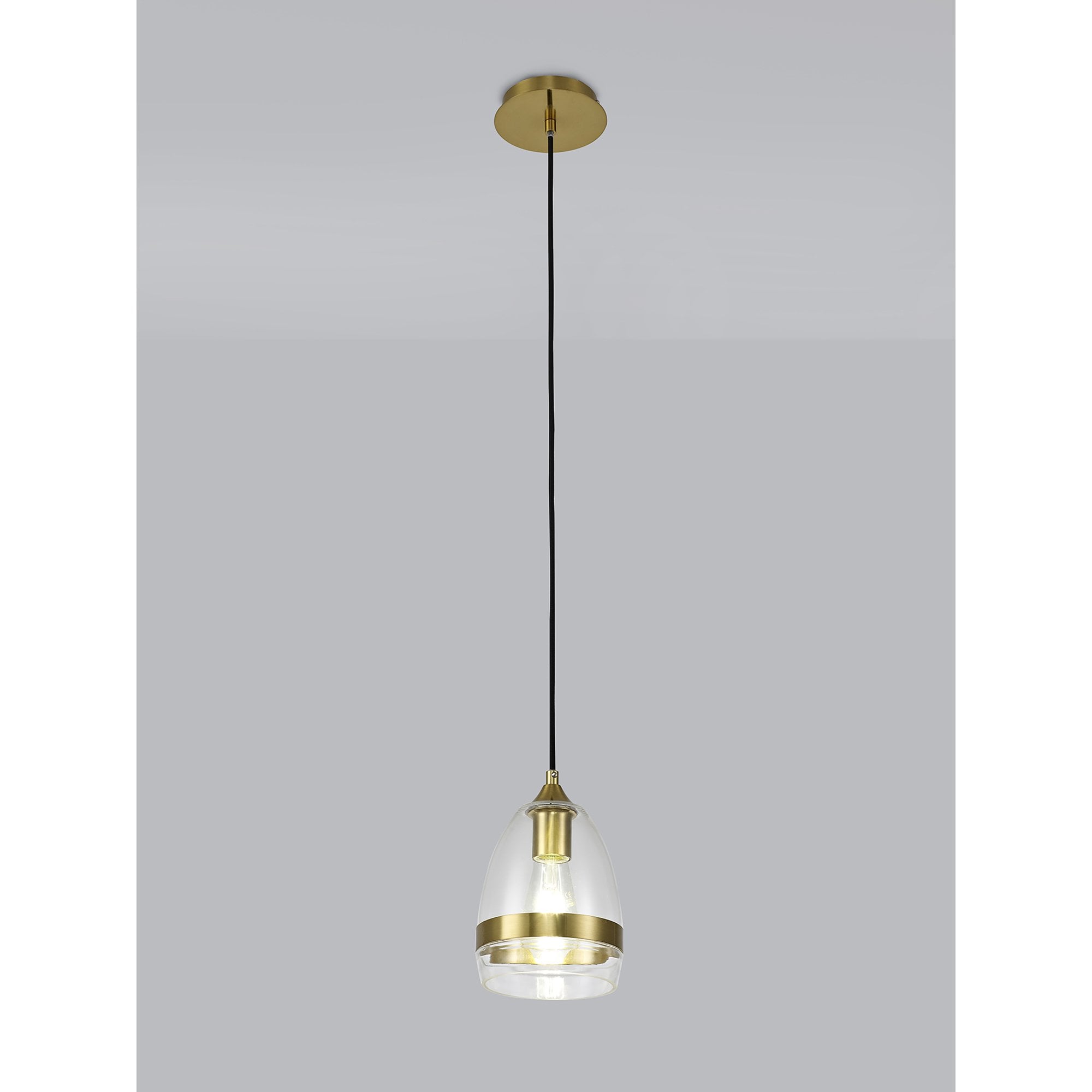 Fabula Boleyn 15cm Cone Pendant - Aged Brass & Clear