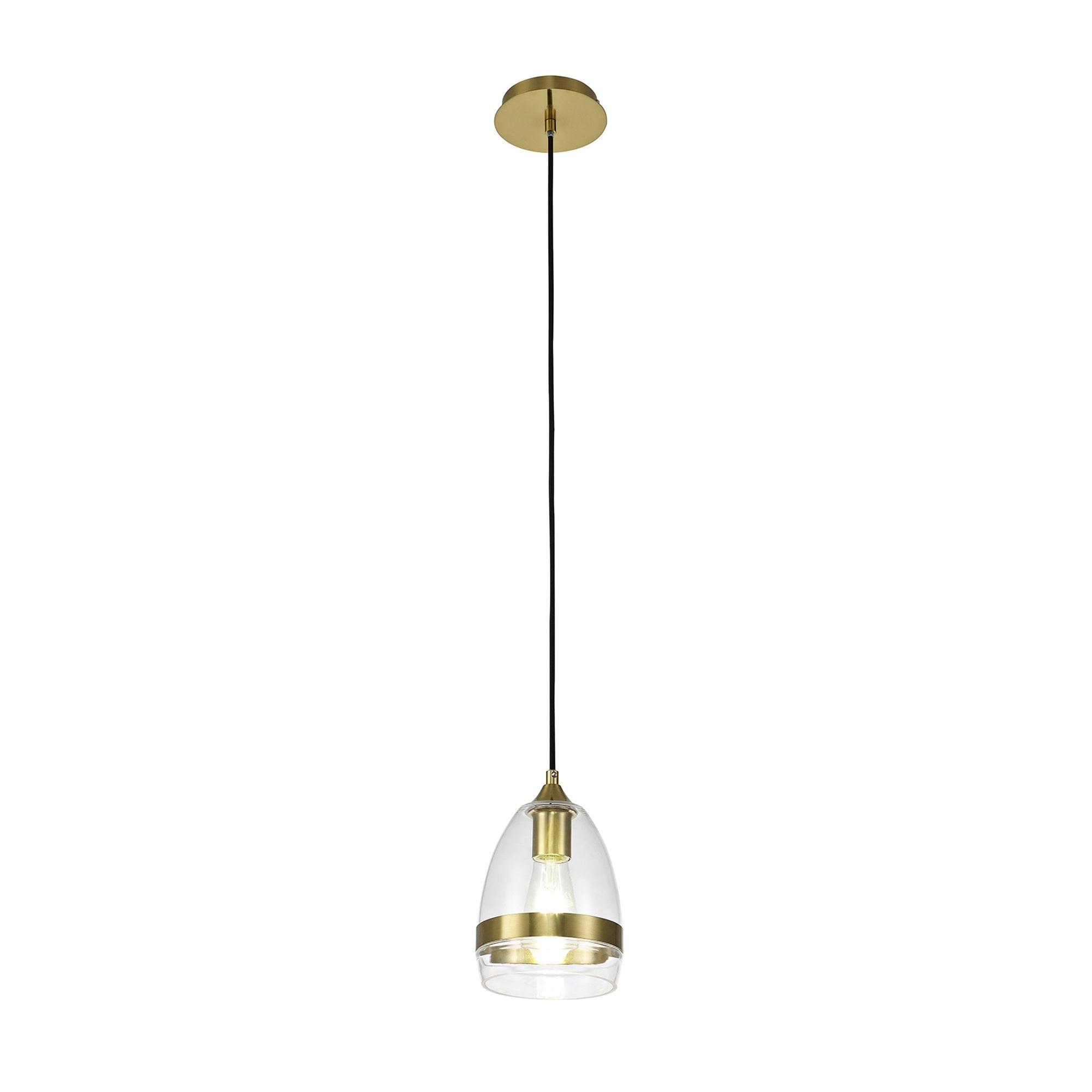 Fabula Boleyn 15cm Cone Pendant - Aged Brass & Clear