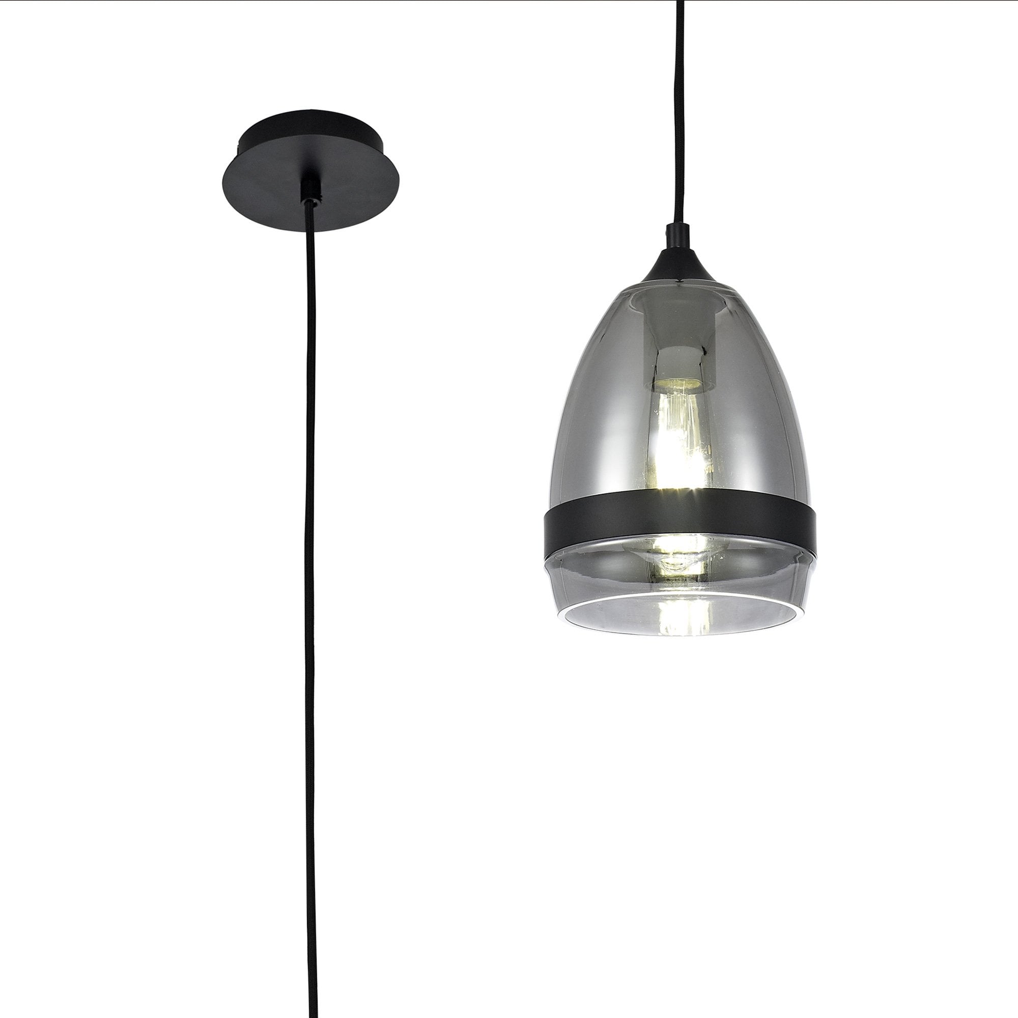 Fabula Boleyn 15cm Cone Pendant - Matt Black & Smoke Plated