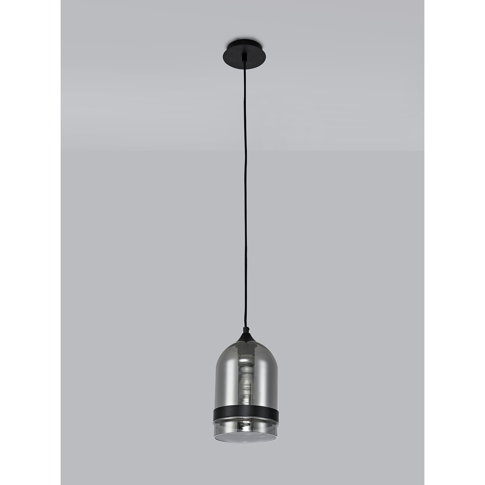 Fabula Boleyn 15cm Dome Pendant - Matt Black & Smoke Plated