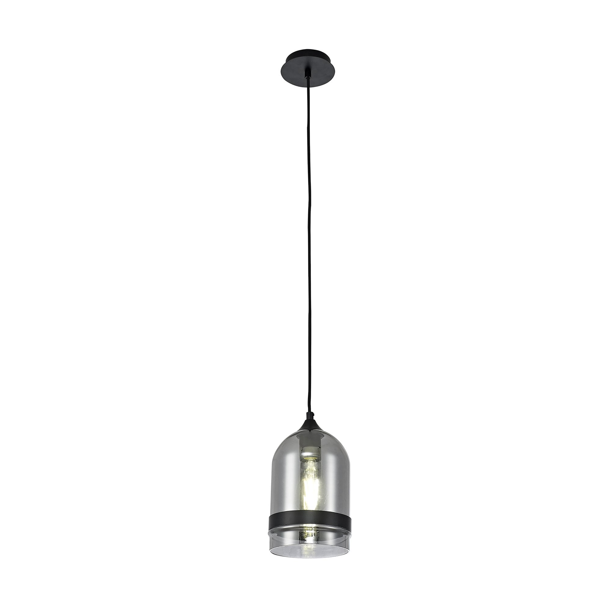 Fabula Boleyn 15cm Dome Pendant - Matt Black & Smoke Plated